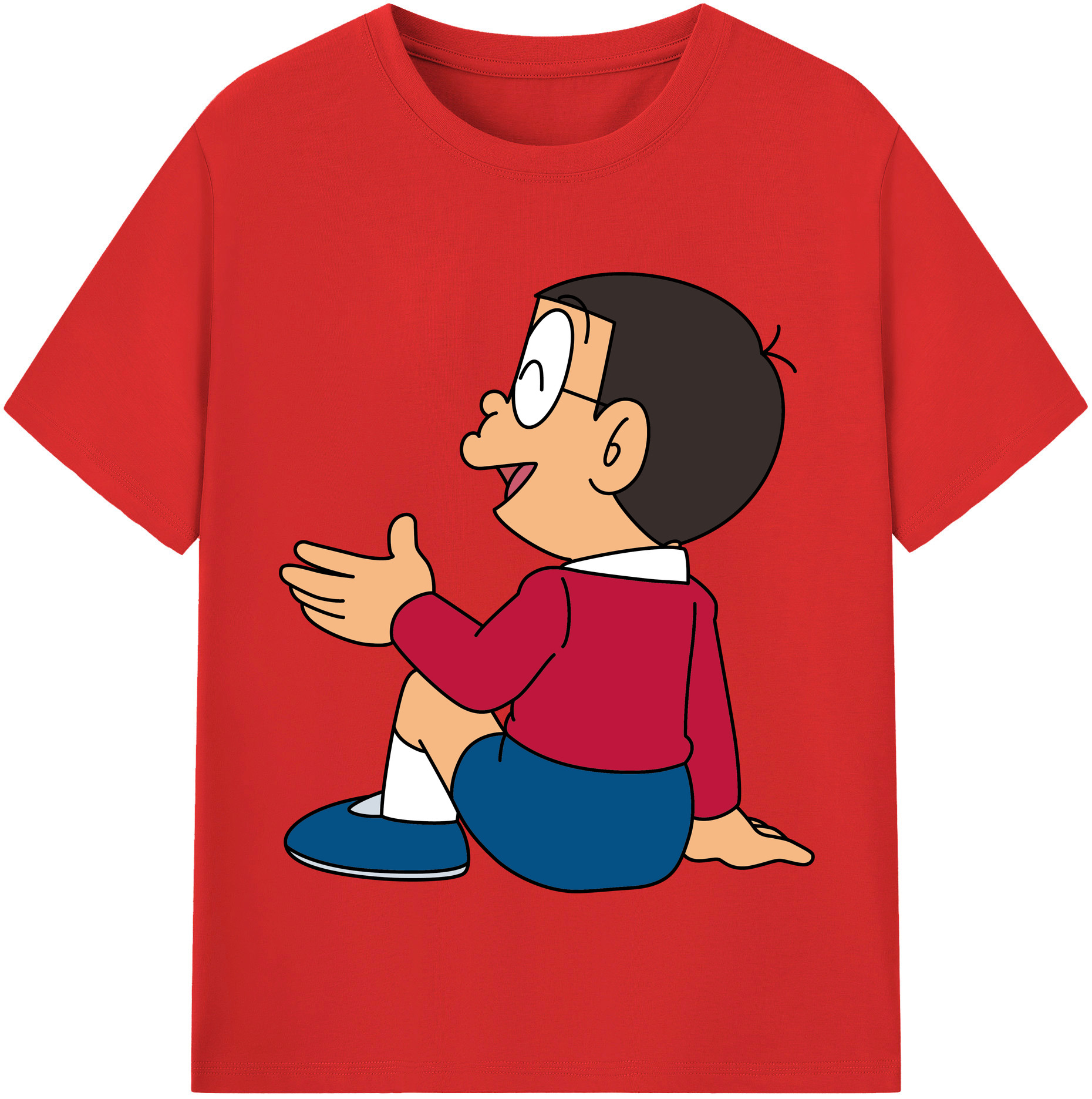 （画像用） ドラえもん 野比 のび太 Doraemon Nobita Nobi レディースカジュアルプリントTシャツ（綿100％）