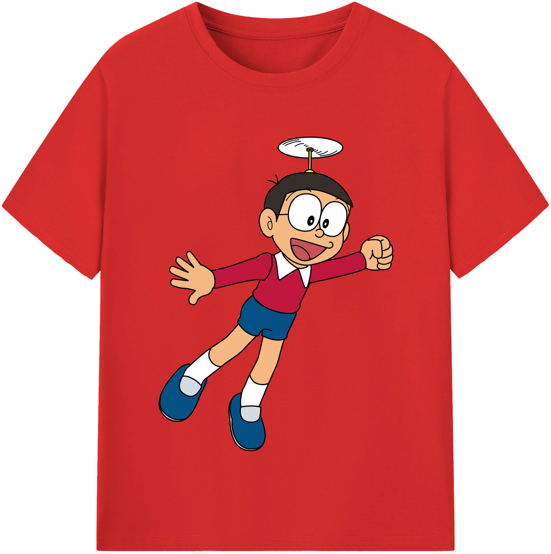 （画像用） ドラえもん 野比 のび太 Doraemon Nobita Nobi レディースカジュアルプリントTシャツ（綿100％）