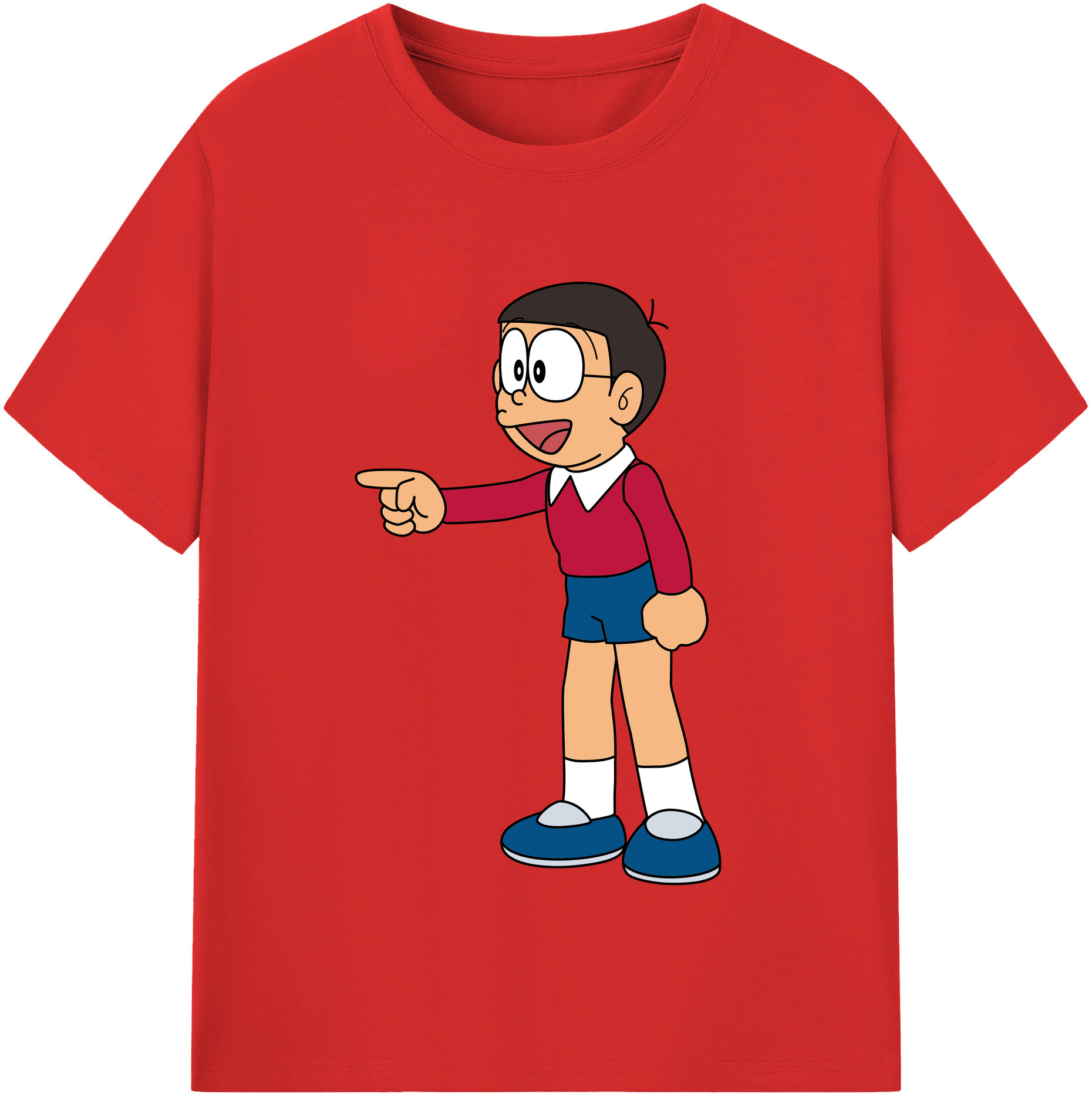 （画像用） ドラえもん 野比 のび太 Doraemon Nobita Nobi レディースカジュアルプリントTシャツ（綿100％）