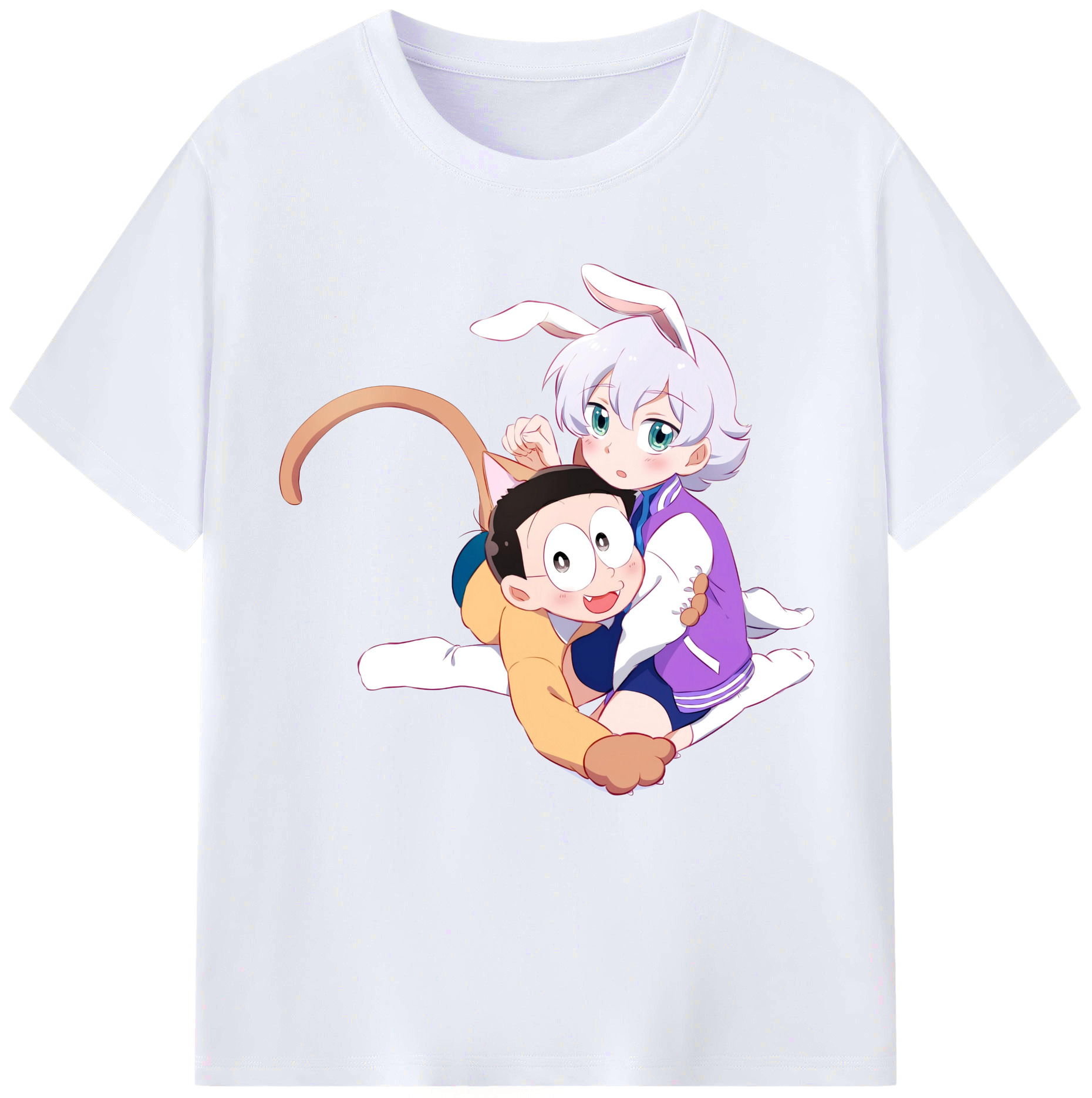 （画像用） ドラえもん 野比 のび太 Doraemon Nobita Nobi レディースカジュアルプリントTシャツ（綿100％）