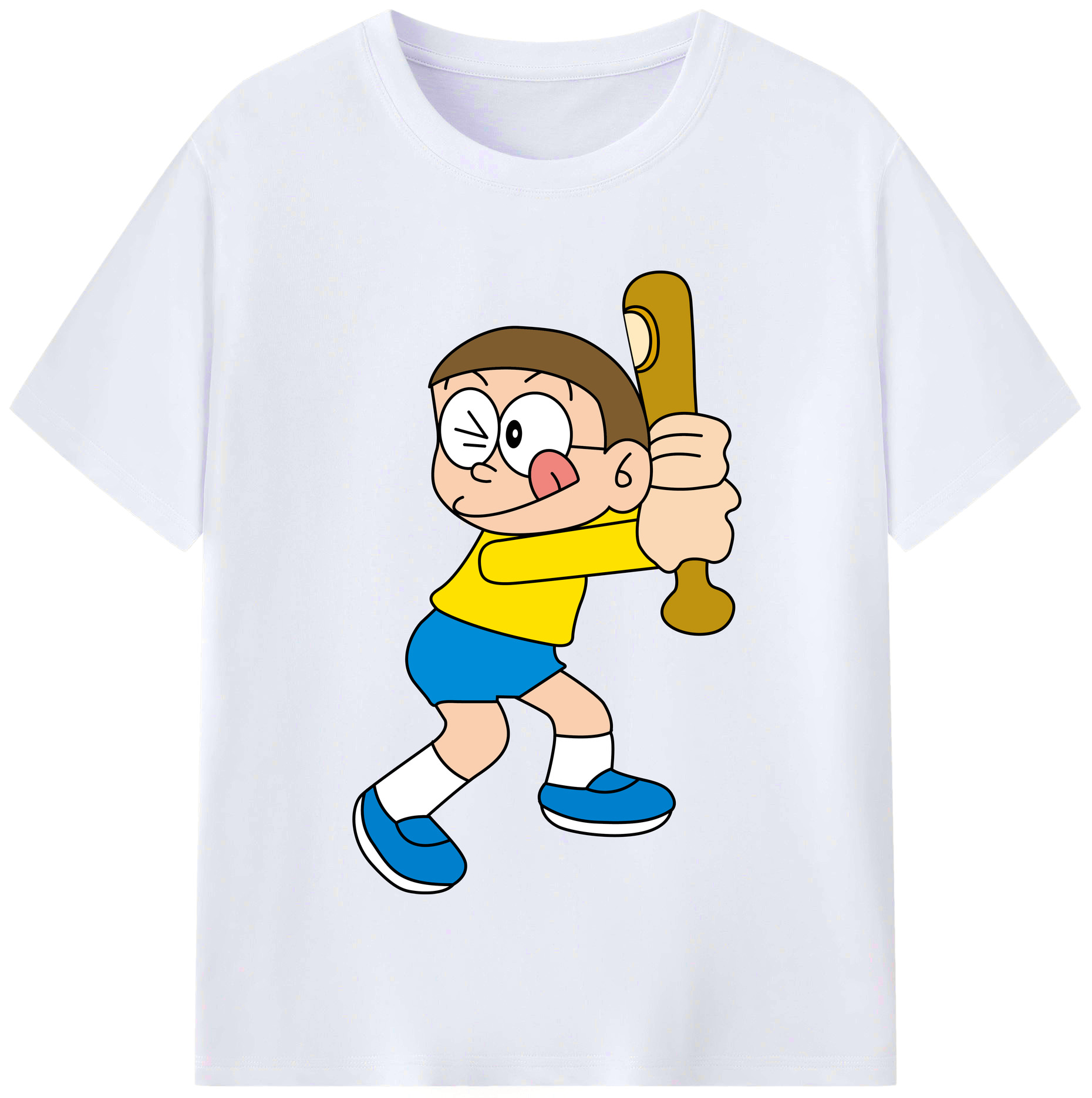 （画像用） ドラえもん 野比 のび太 Doraemon Nobita Nobi レディースカジュアルプリントTシャツ（綿100％）