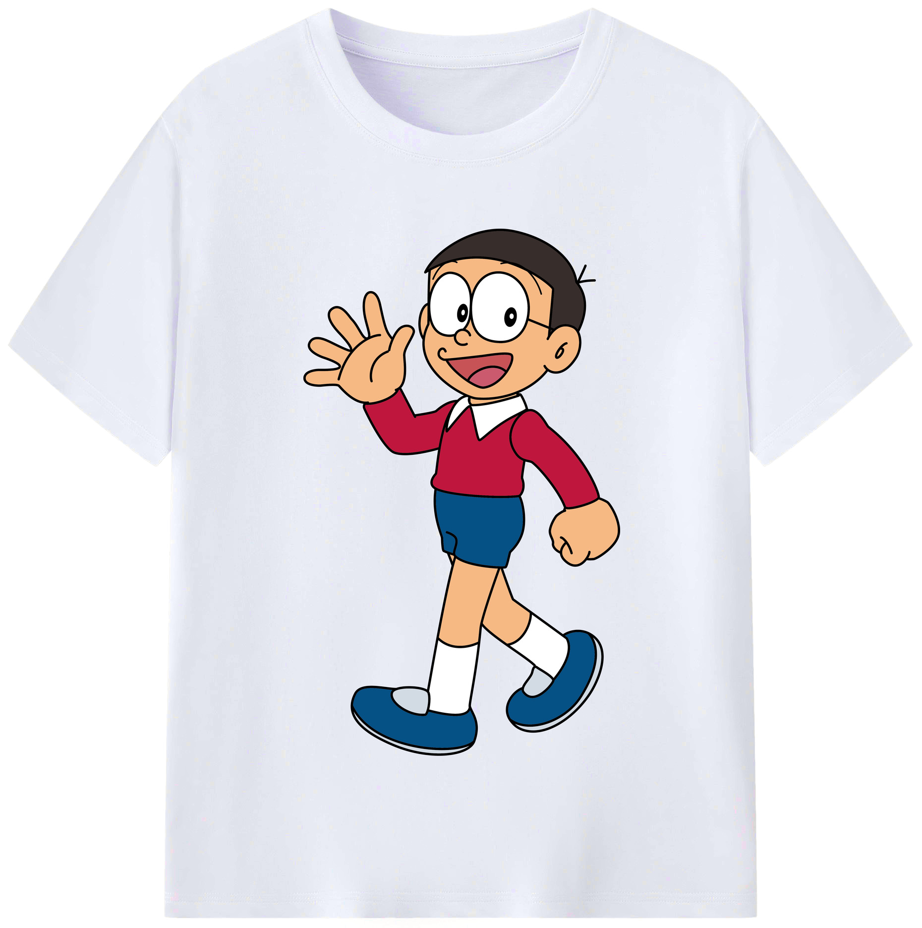 （画像用） ドラえもん 野比 のび太 Doraemon Nobita Nobi レディースカジュアルプリントTシャツ（綿100％）