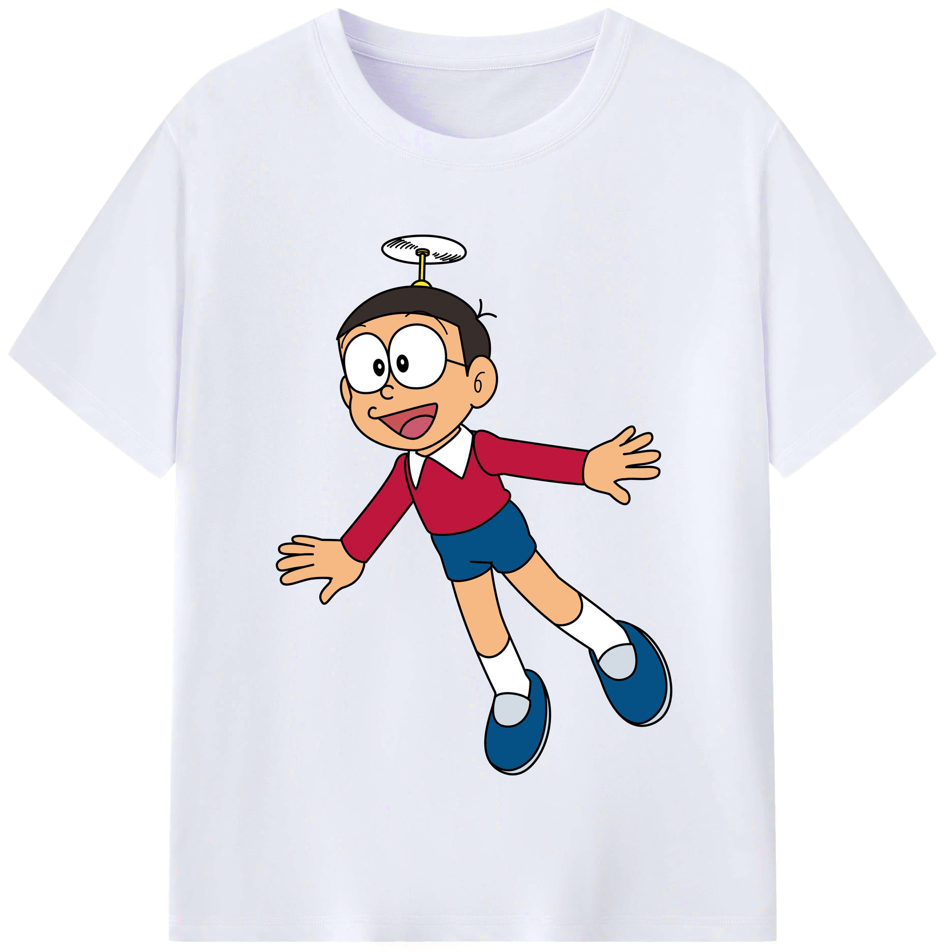 （画像用） ドラえもん 野比 のび太 Doraemon Nobita Nobi レディースカジュアルプリントTシャツ（綿100％）
