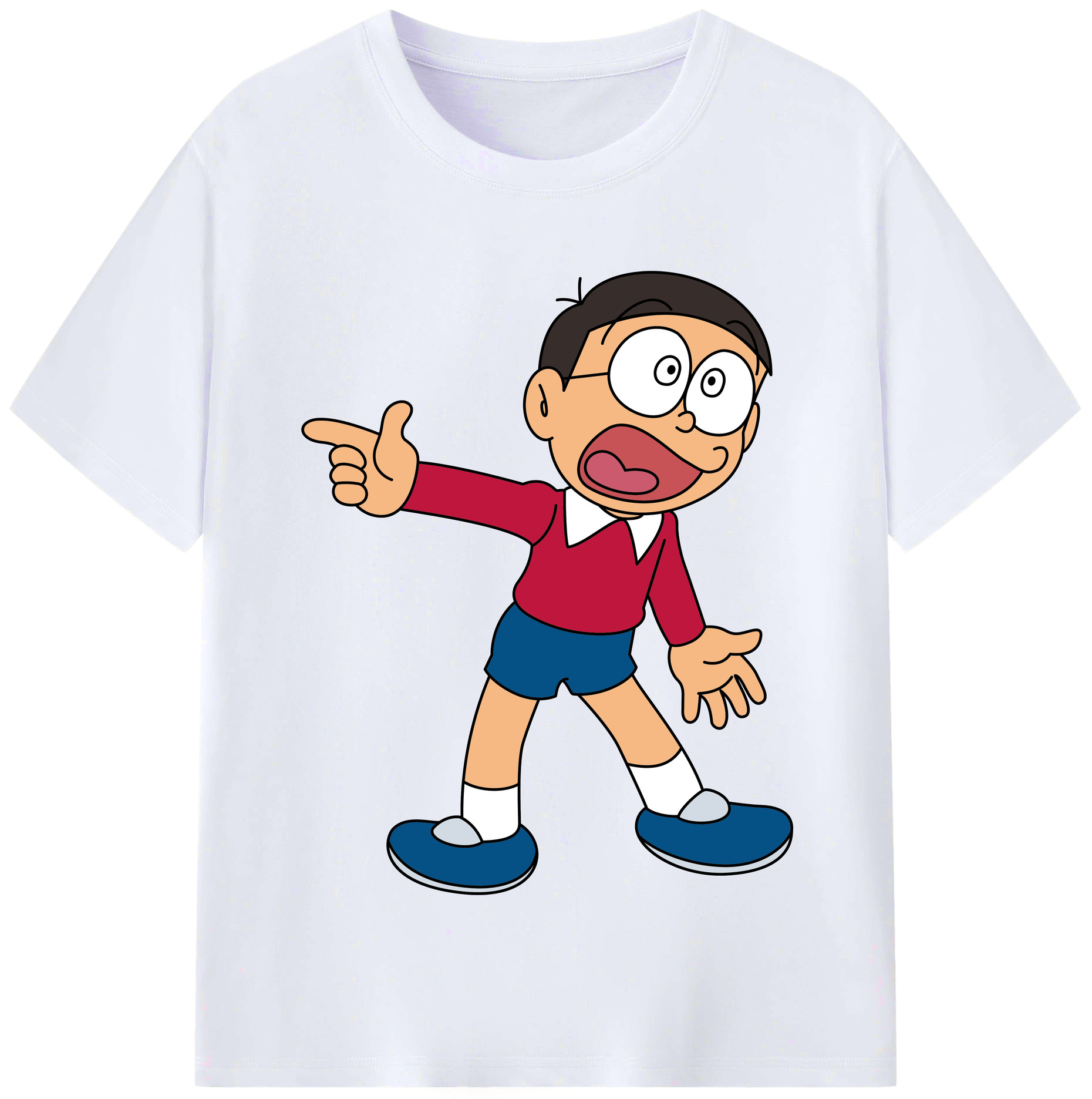 （画像用） ドラえもん 野比 のび太 Doraemon Nobita Nobi レディースカジュアルプリントTシャツ（綿100％）