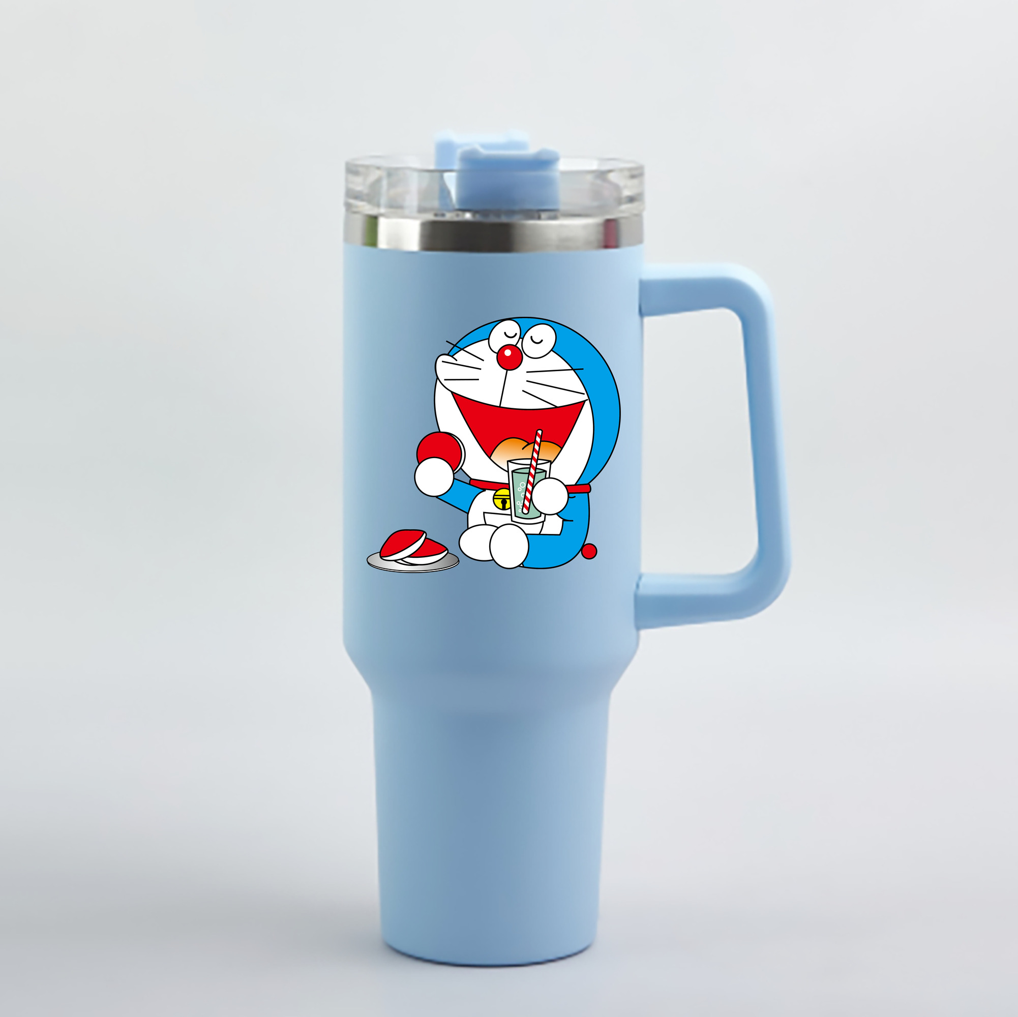 （画像用） ドラえもん Doraemon 1200mL車用タンブラー - クリスタルステッカー（プラスチックストロー付き）