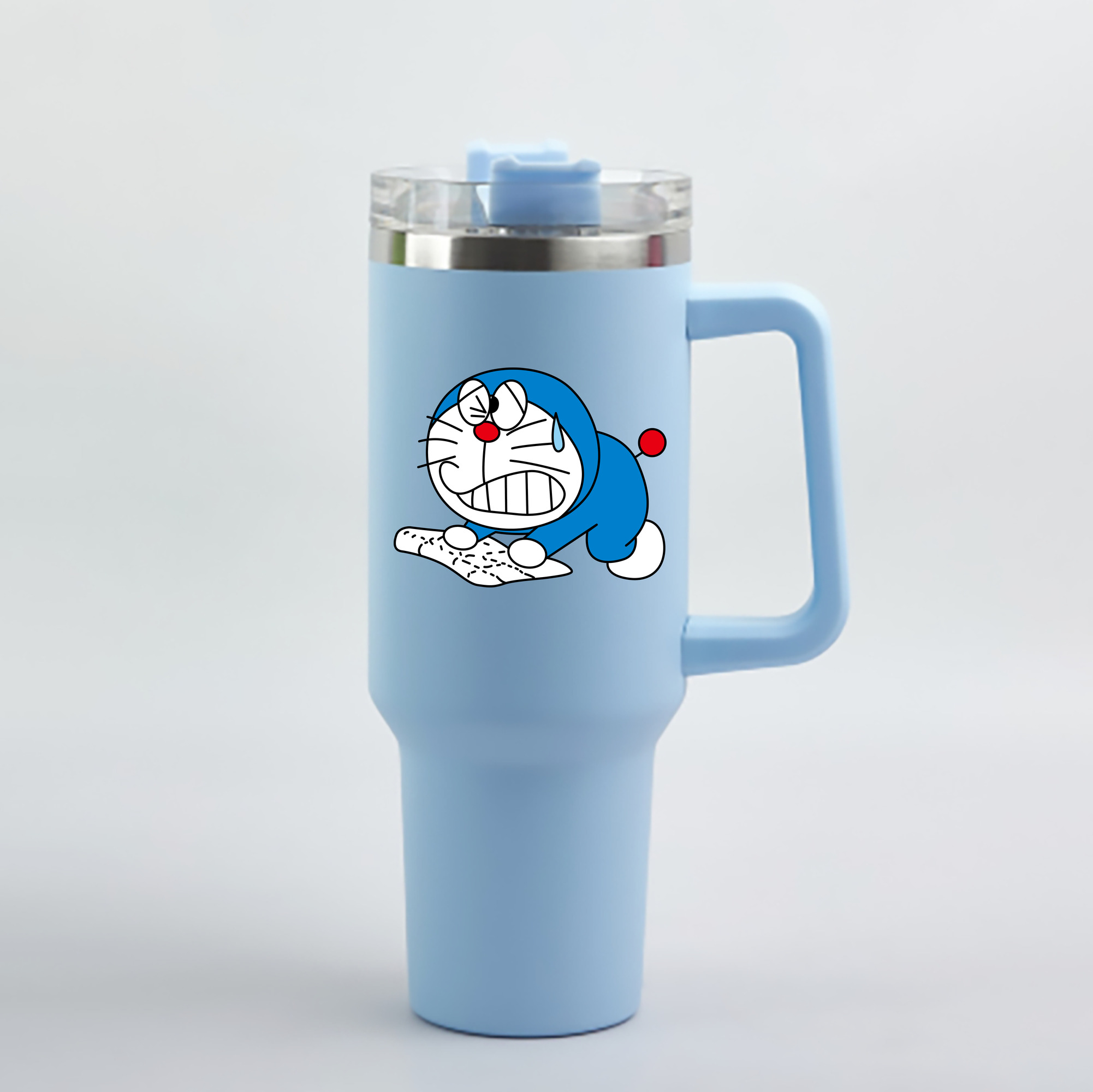 （画像用） ドラえもん Doraemon 1200mL車用タンブラー - クリスタルステッカー（プラスチックストロー付き）