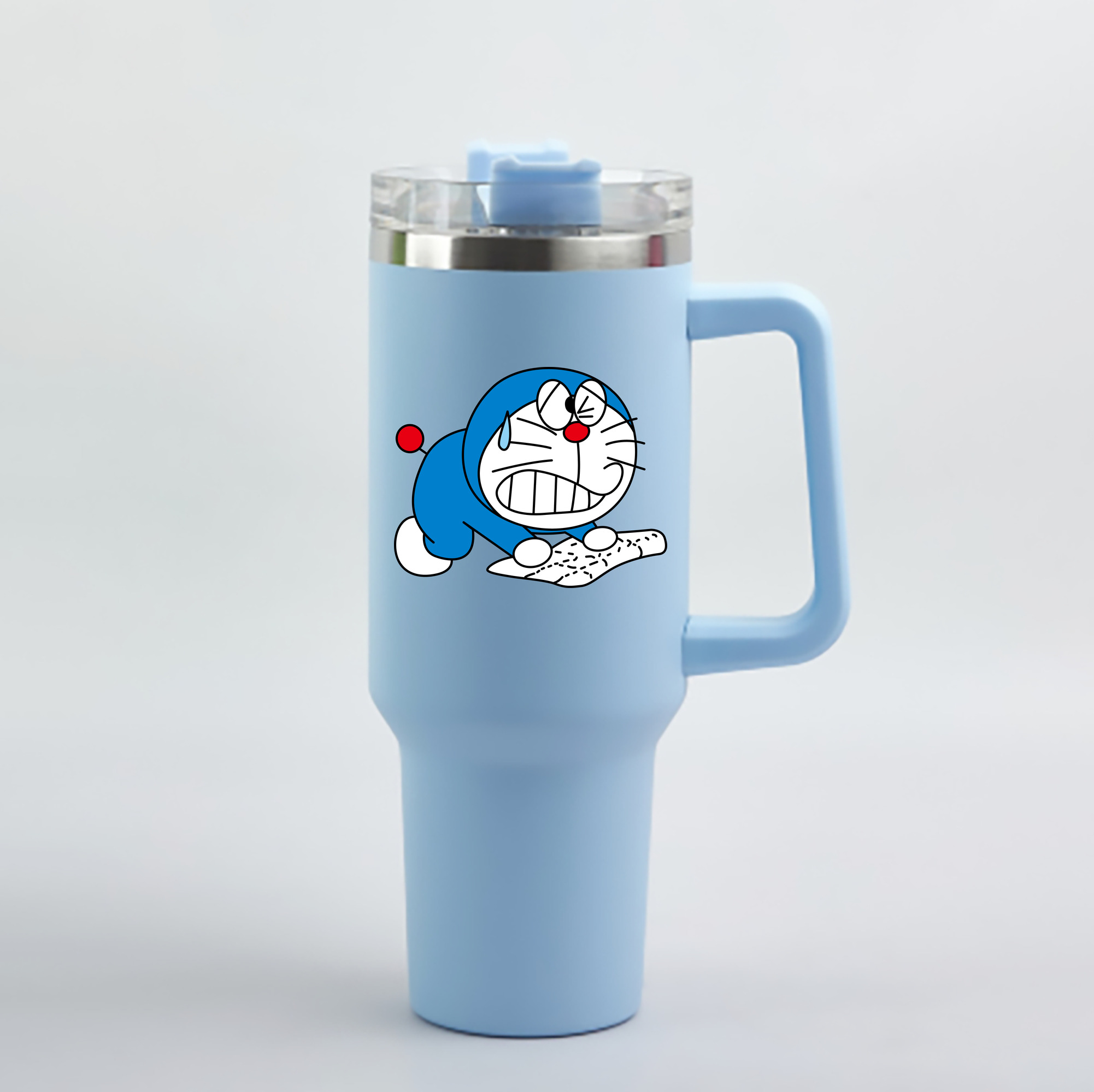 （画像用） ドラえもん Doraemon 1200mL車用タンブラー - クリスタルステッカー（プラスチックストロー付き）
