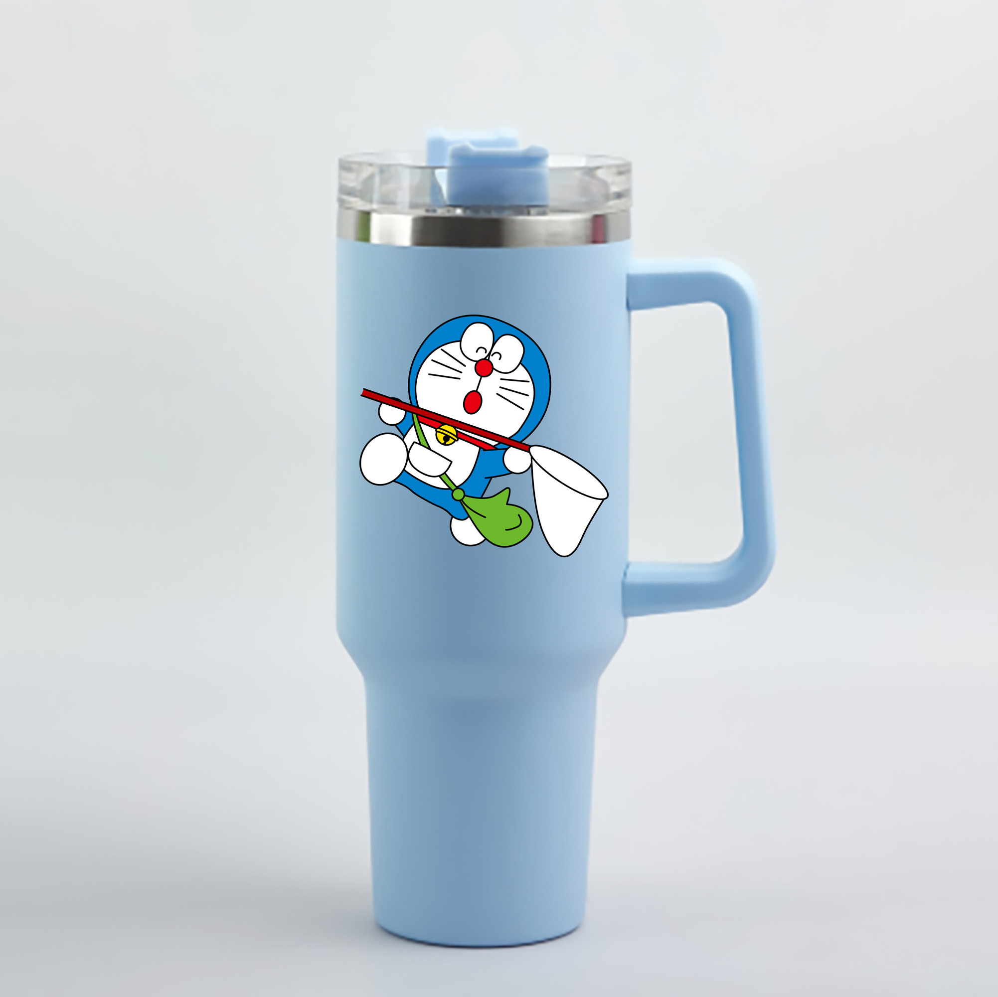 （画像用） ドラえもん Doraemon 1200mL車用タンブラー - クリスタルステッカー（プラスチックストロー付き）