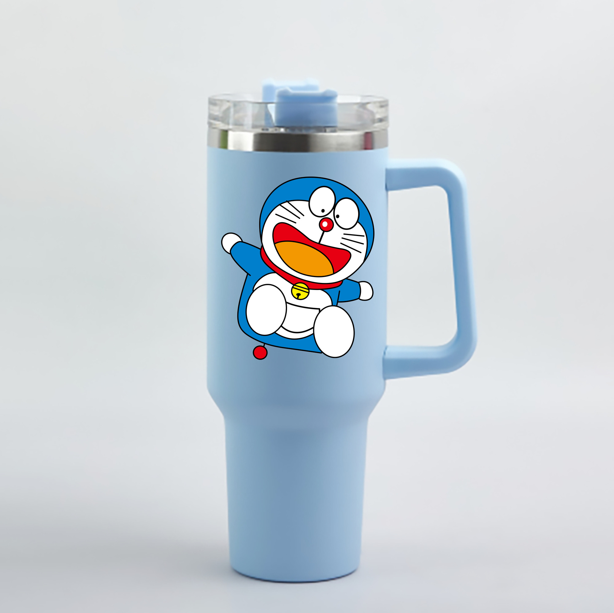 （画像用） ドラえもん Doraemon 1200mL車用タンブラー - クリスタルステッカー（プラスチックストロー付き）