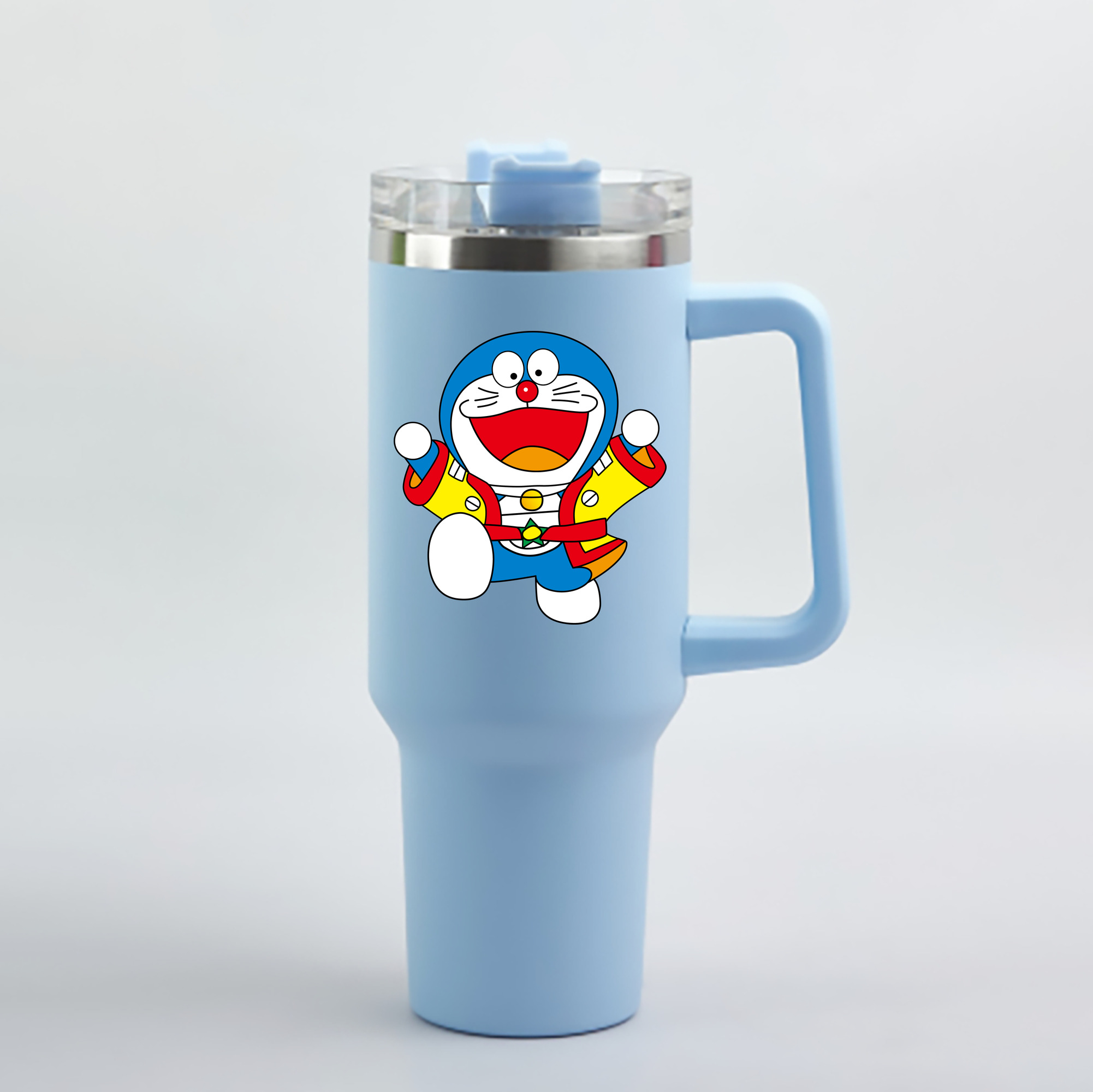 （画像用） ドラえもん Doraemon 1200mL車用タンブラー - クリスタルステッカー（プラスチックストロー付き）