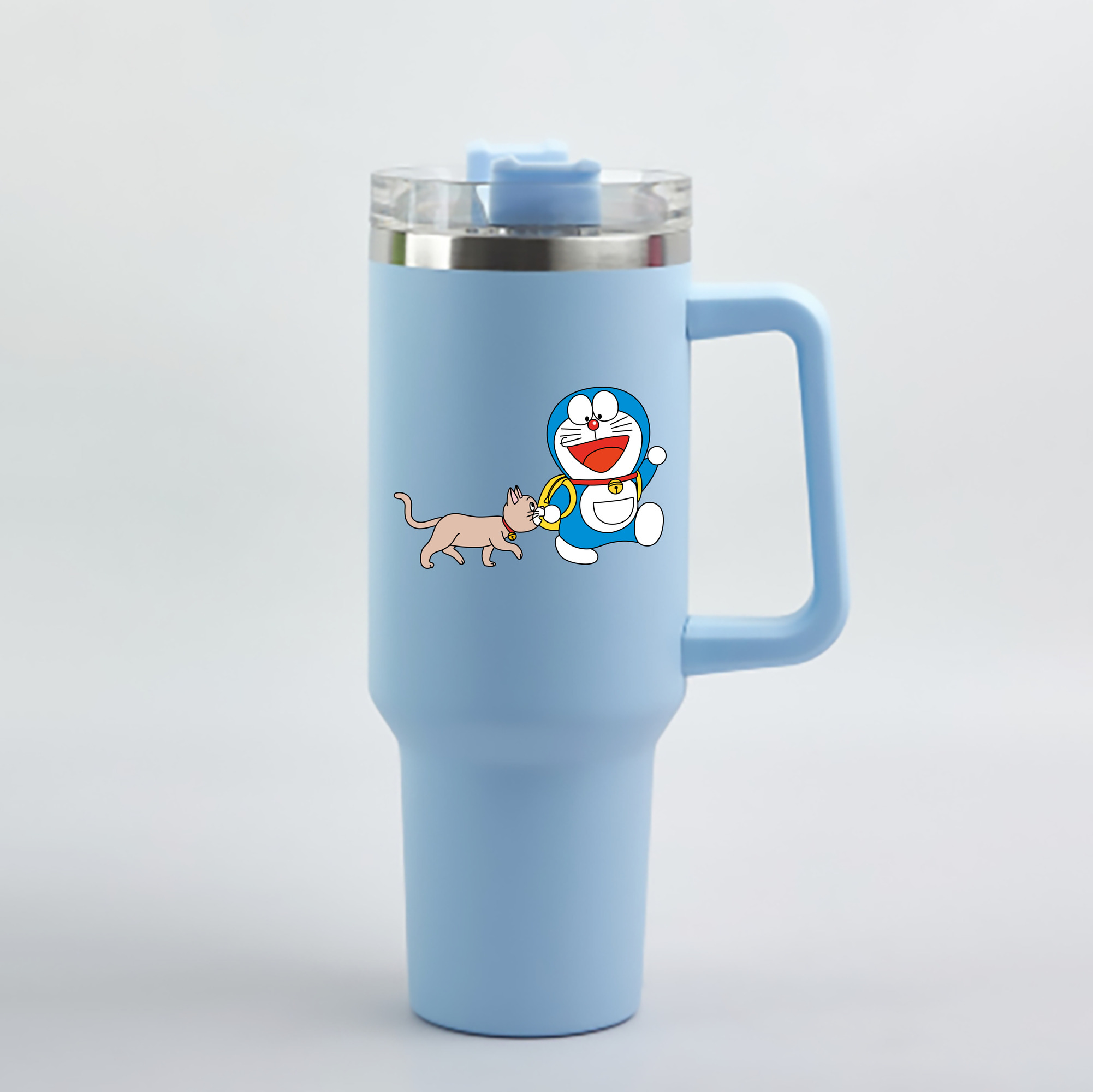 （画像用） ドラえもん Doraemon 1200mL車用タンブラー - クリスタルステッカー（プラスチックストロー付き）