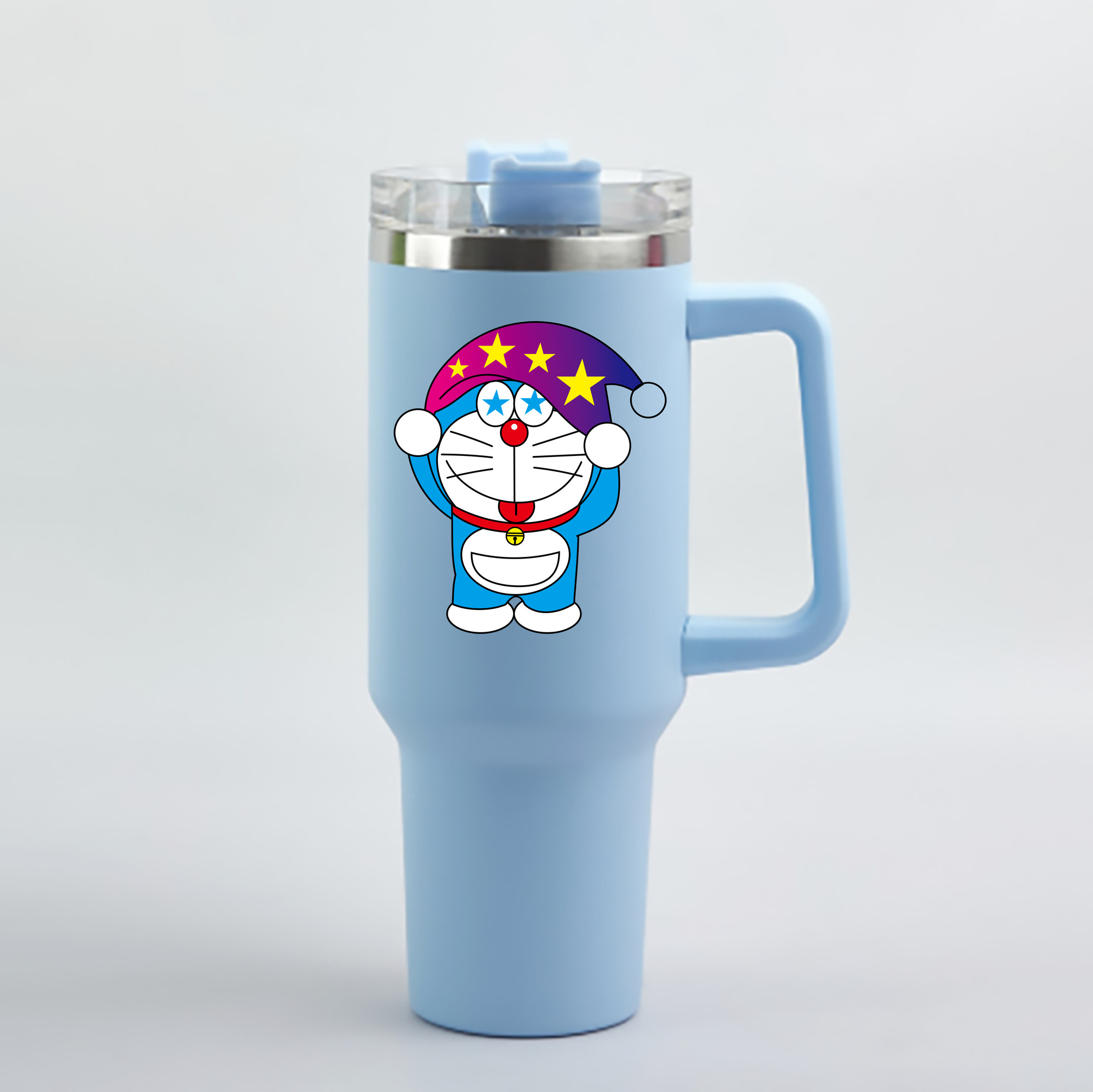 （画像用） ドラえもん Doraemon 1200mL車用タンブラー - クリスタルステッカー（プラスチックストロー付き）