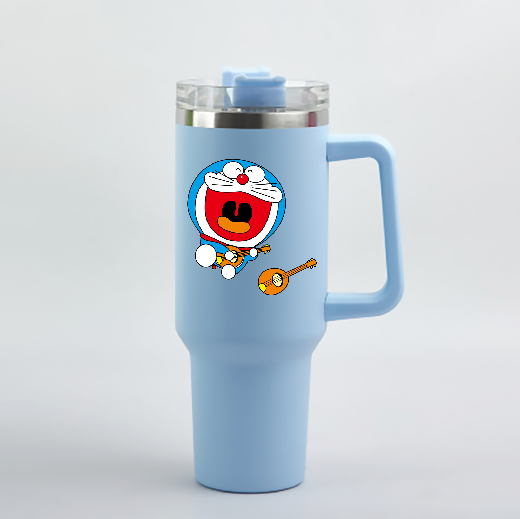 （画像用） ドラえもん Doraemon 1200mL車用タンブラー - クリスタルステッカー（プラスチックストロー付き）