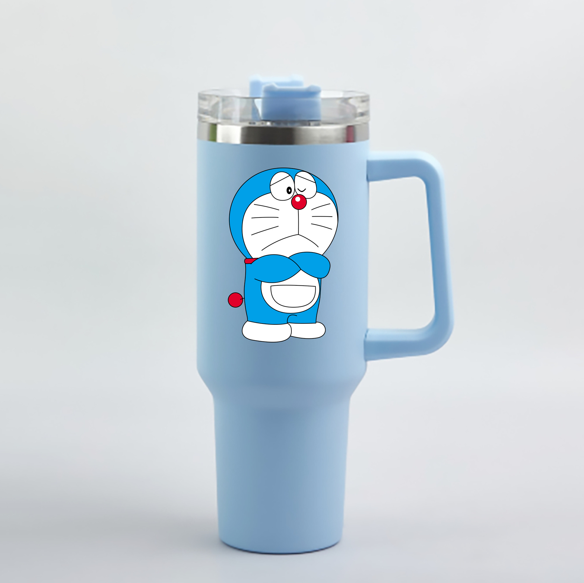 （画像用） ドラえもん Doraemon 1200mL車用タンブラー - クリスタルステッカー（プラスチックストロー付き）
