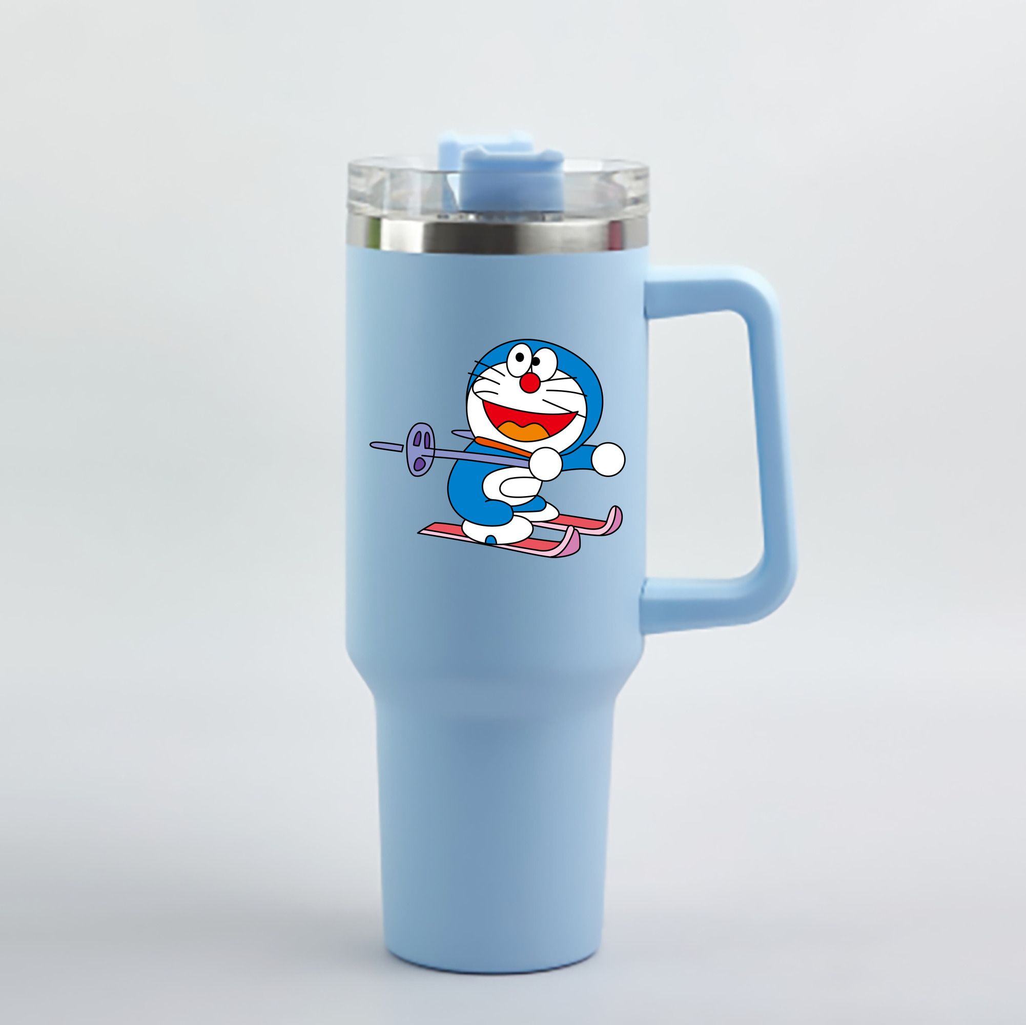 （画像用） ドラえもん Doraemon 1200mL車用タンブラー - クリスタルステッカー（プラスチックストロー付き）