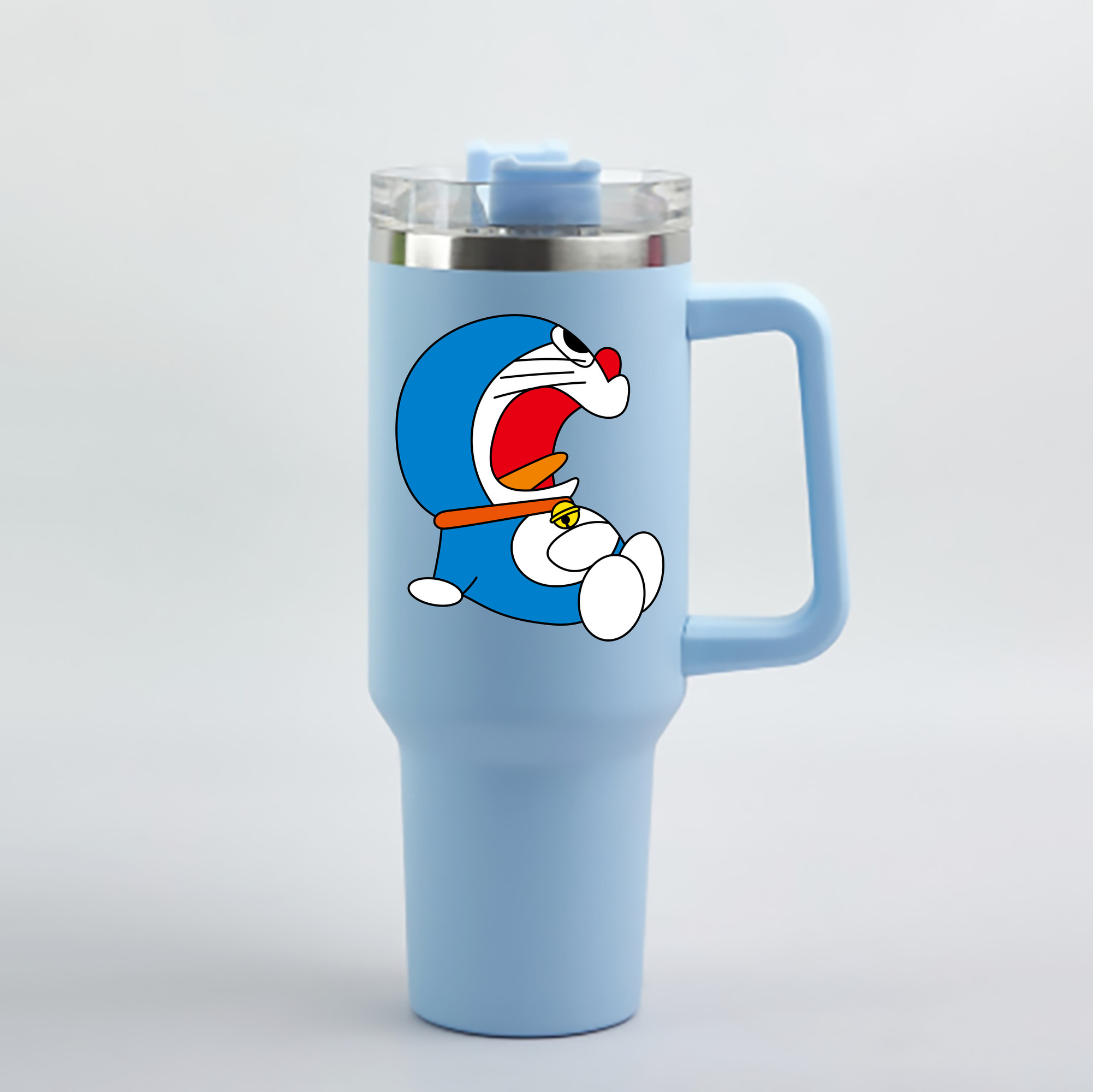 （画像用） ドラえもん Doraemon 1200mL車用タンブラー - クリスタルステッカー（プラスチックストロー付き）