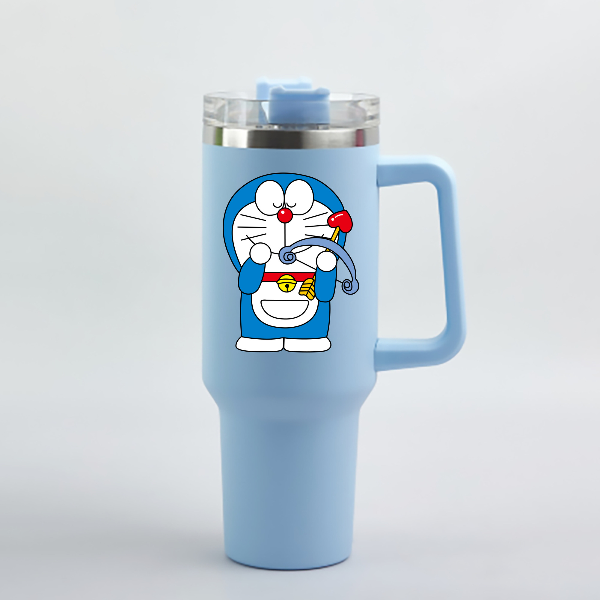 （画像用） ドラえもん Doraemon 1200mL車用タンブラー - クリスタルステッカー（プラスチックストロー付き）