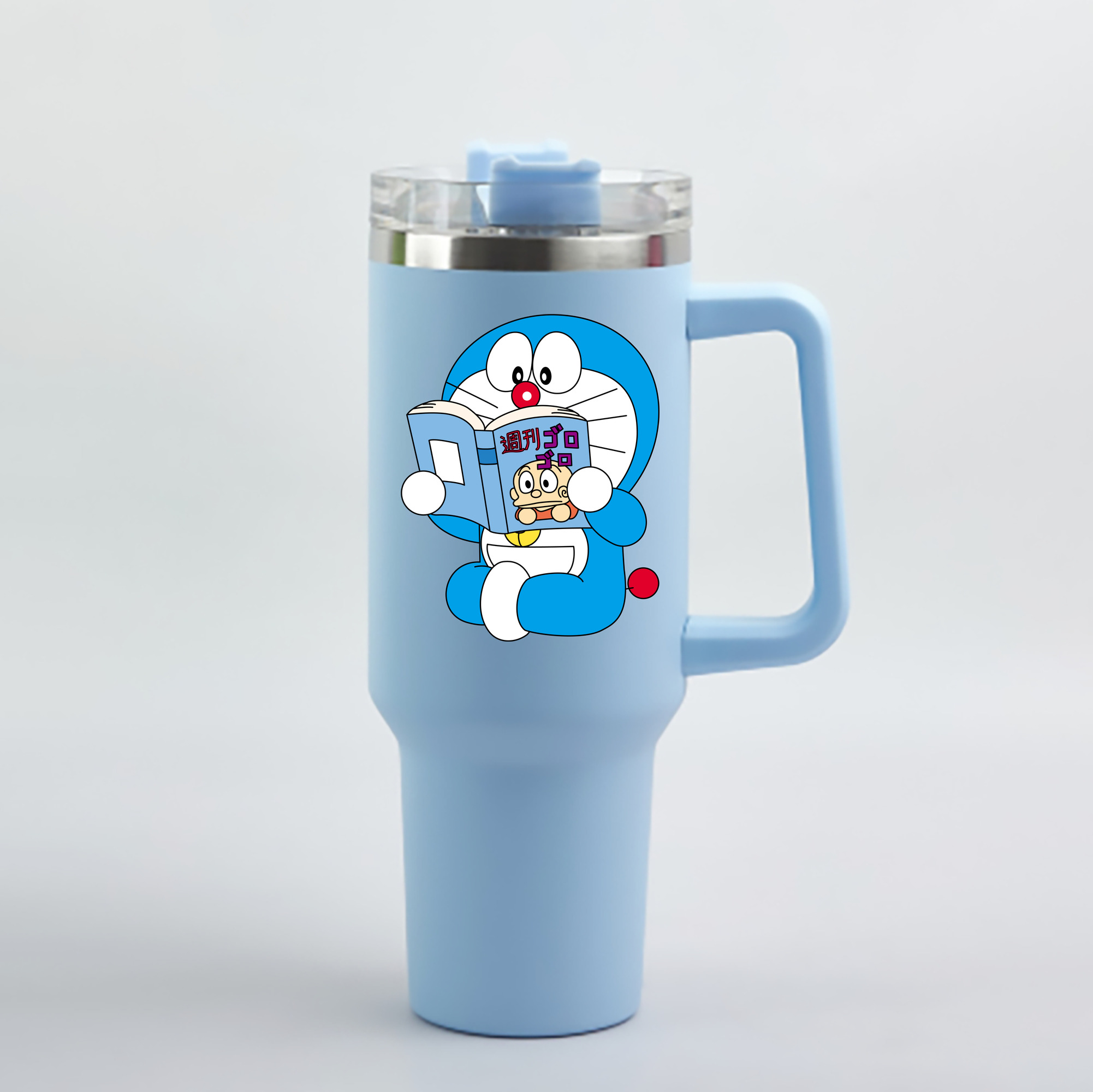 （画像用） ドラえもん Doraemon 1200mL車用タンブラー - クリスタルステッカー（プラスチックストロー付き）