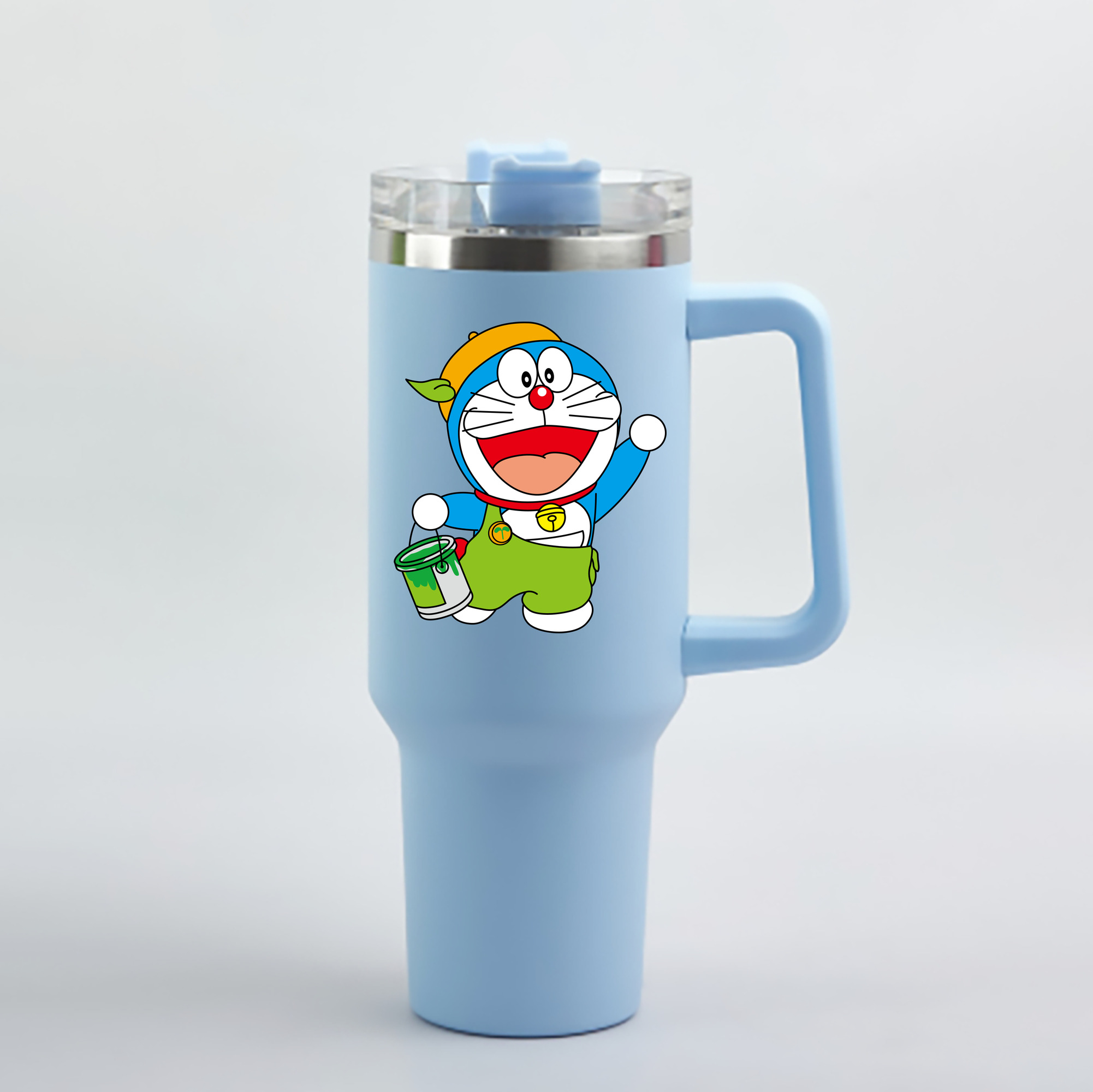 （画像用） ドラえもん Doraemon 1200mL車用タンブラー - クリスタルステッカー（プラスチックストロー付き）