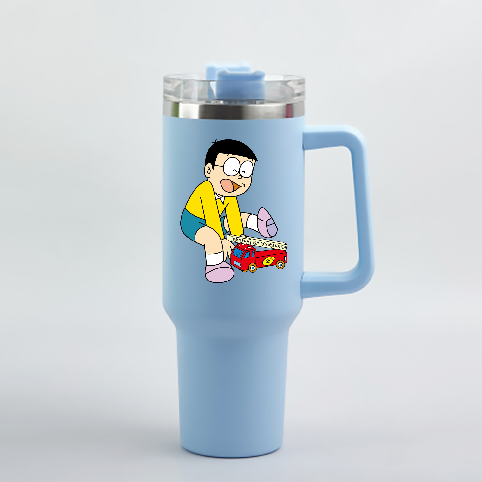 （画像用） ドラえもん 野比 のび太 Doraemon Nobita Nobi 1200mL車用タンブラー - クリスタルステッカー（プラスチックストロー付き）