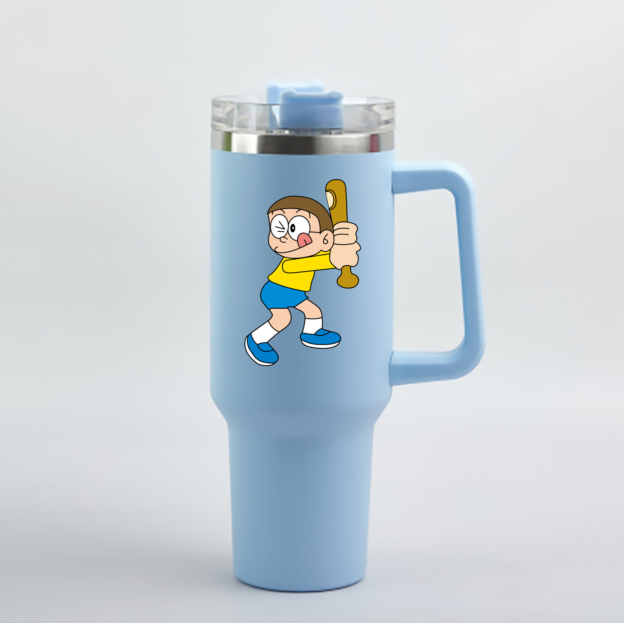 （画像用） ドラえもん 野比 のび太 Doraemon Nobita Nobi 1200mL車用タンブラー - クリスタルステッカー（プラスチックストロー付き）