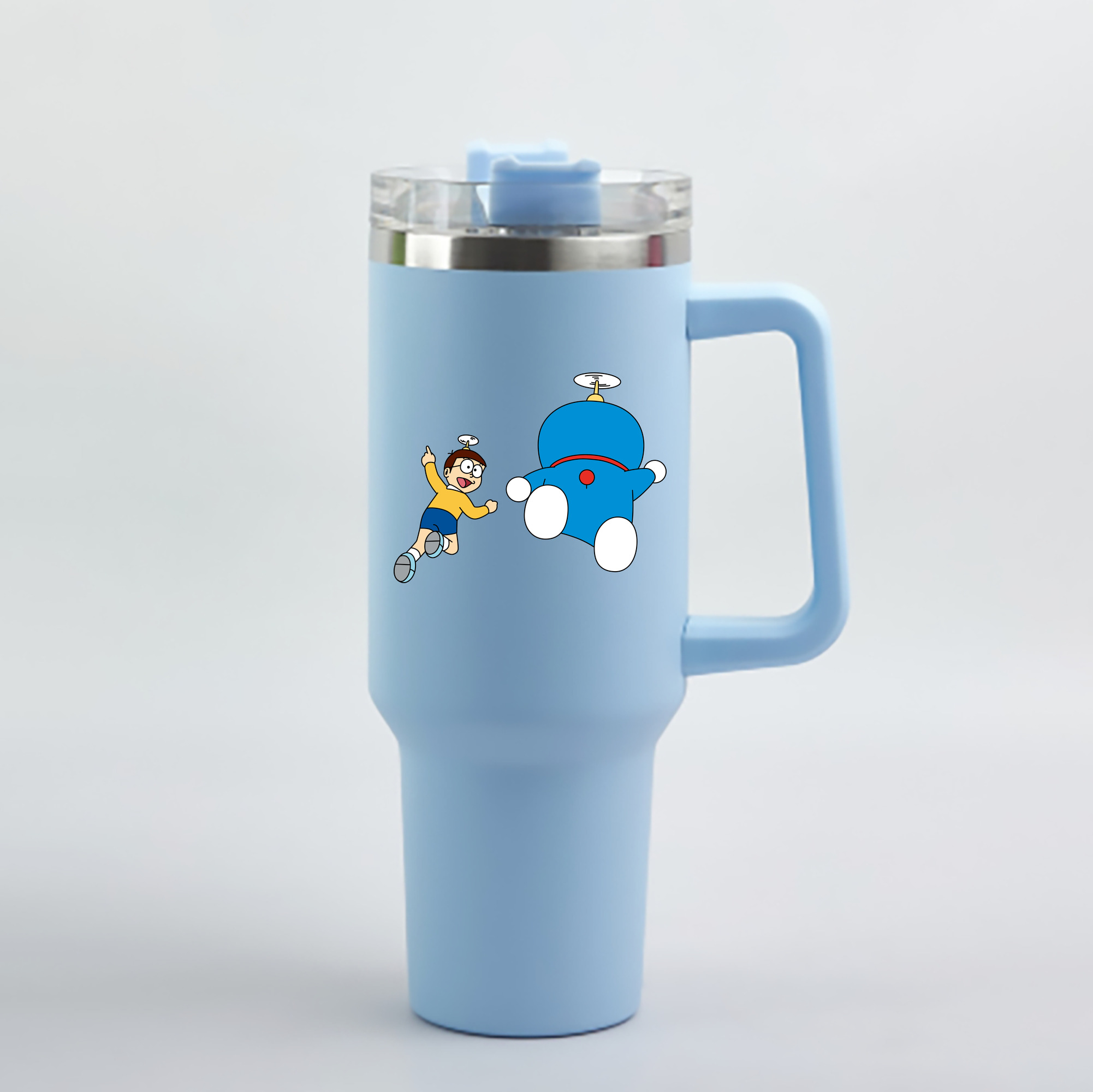 （画像用） ドラえもん 野比 のび太 Doraemon Nobita Nobi 1200mL車用タンブラー - クリスタルステッカー（プラスチックストロー付き）