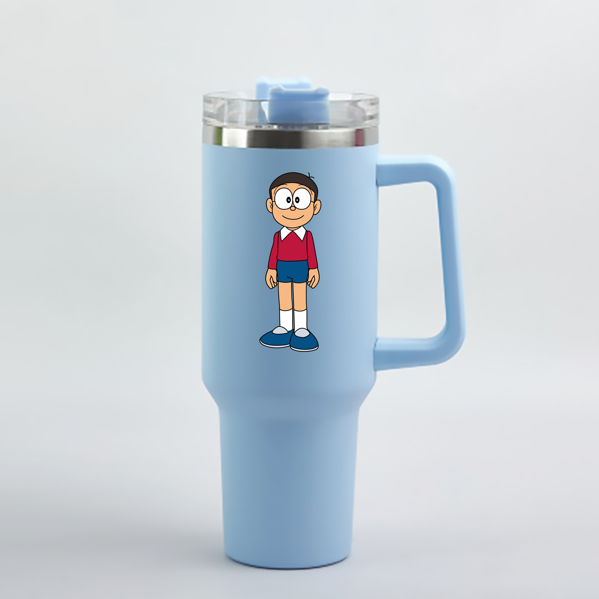 （画像用） ドラえもん 野比 のび太 Doraemon Nobita Nobi 1200mL車用タンブラー - クリスタルステッカー（プラスチックストロー付き）
