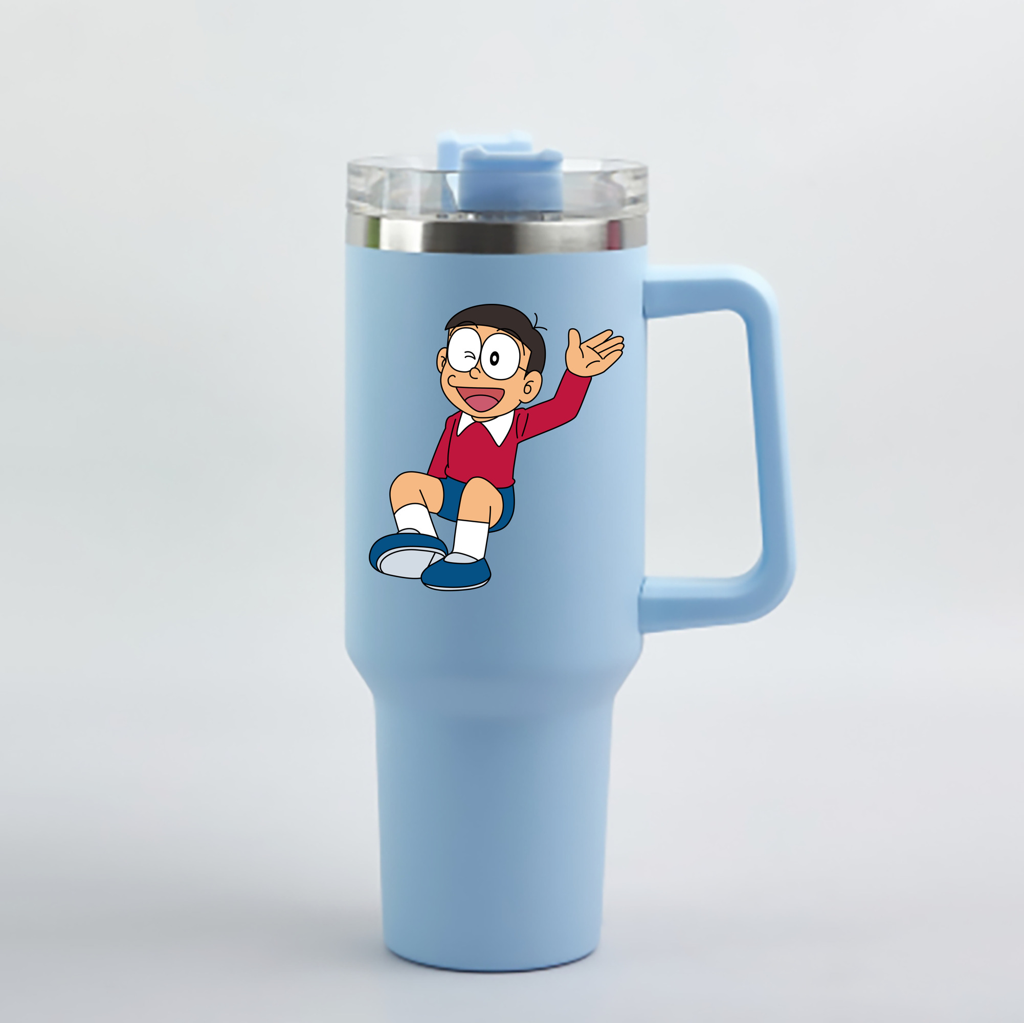（画像用） ドラえもん 野比 のび太 Doraemon Nobita Nobi 1200mL車用タンブラー - クリスタルステッカー（プラスチックストロー付き）