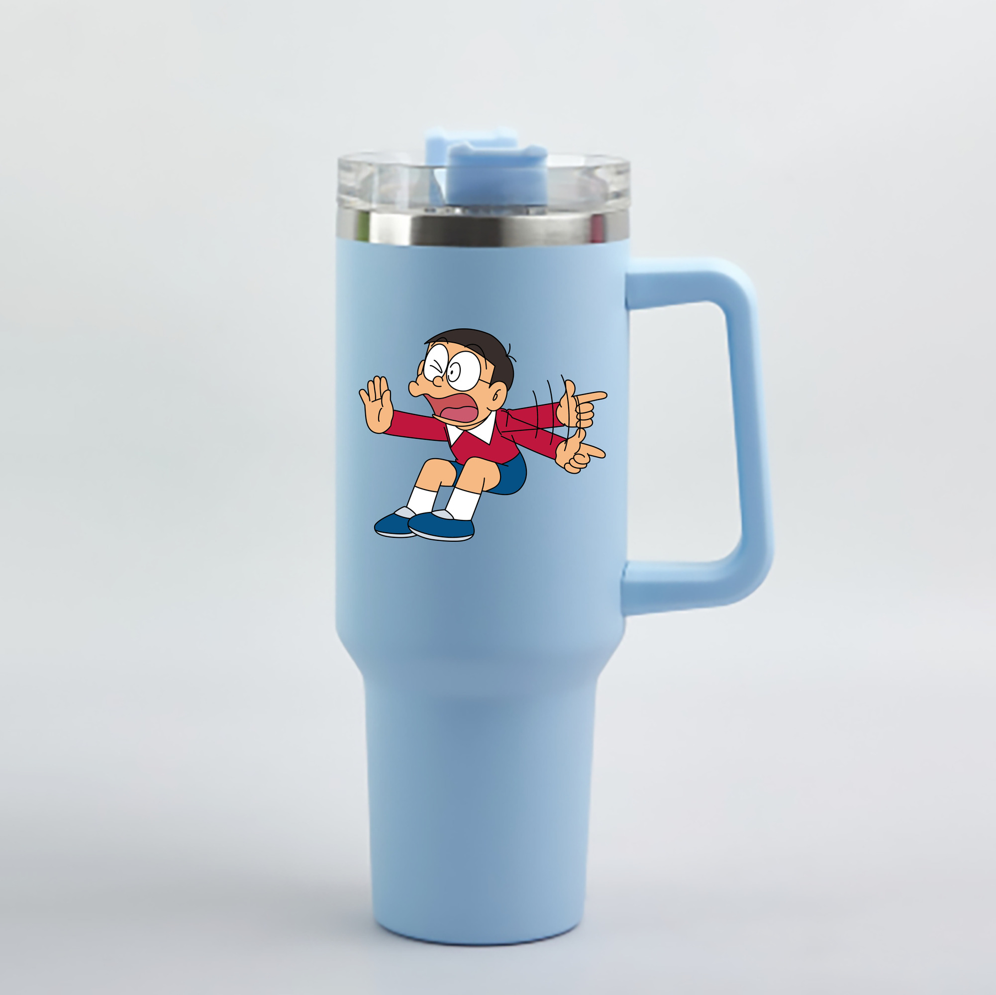 （画像用） ドラえもん 野比 のび太 Doraemon Nobita Nobi 1200mL車用タンブラー - クリスタルステッカー（プラスチックストロー付き）
