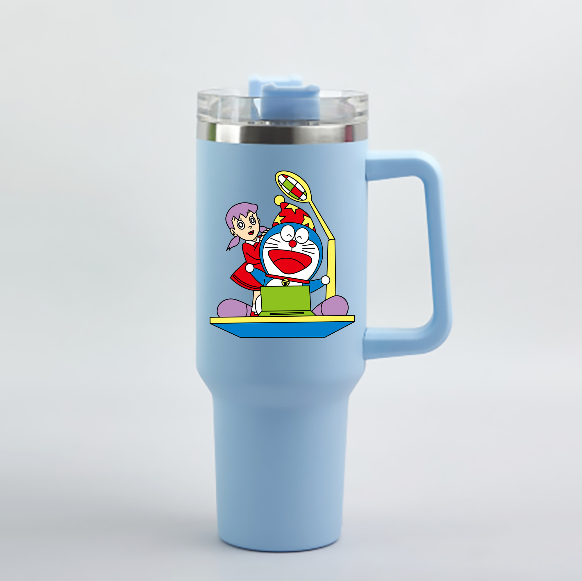 （画像用） ドラえもん みなもと しずか Doraemon Shizuka Minamoto 1200mL車用タンブラー - クリスタルステッカー（プラスチックストロー付き）