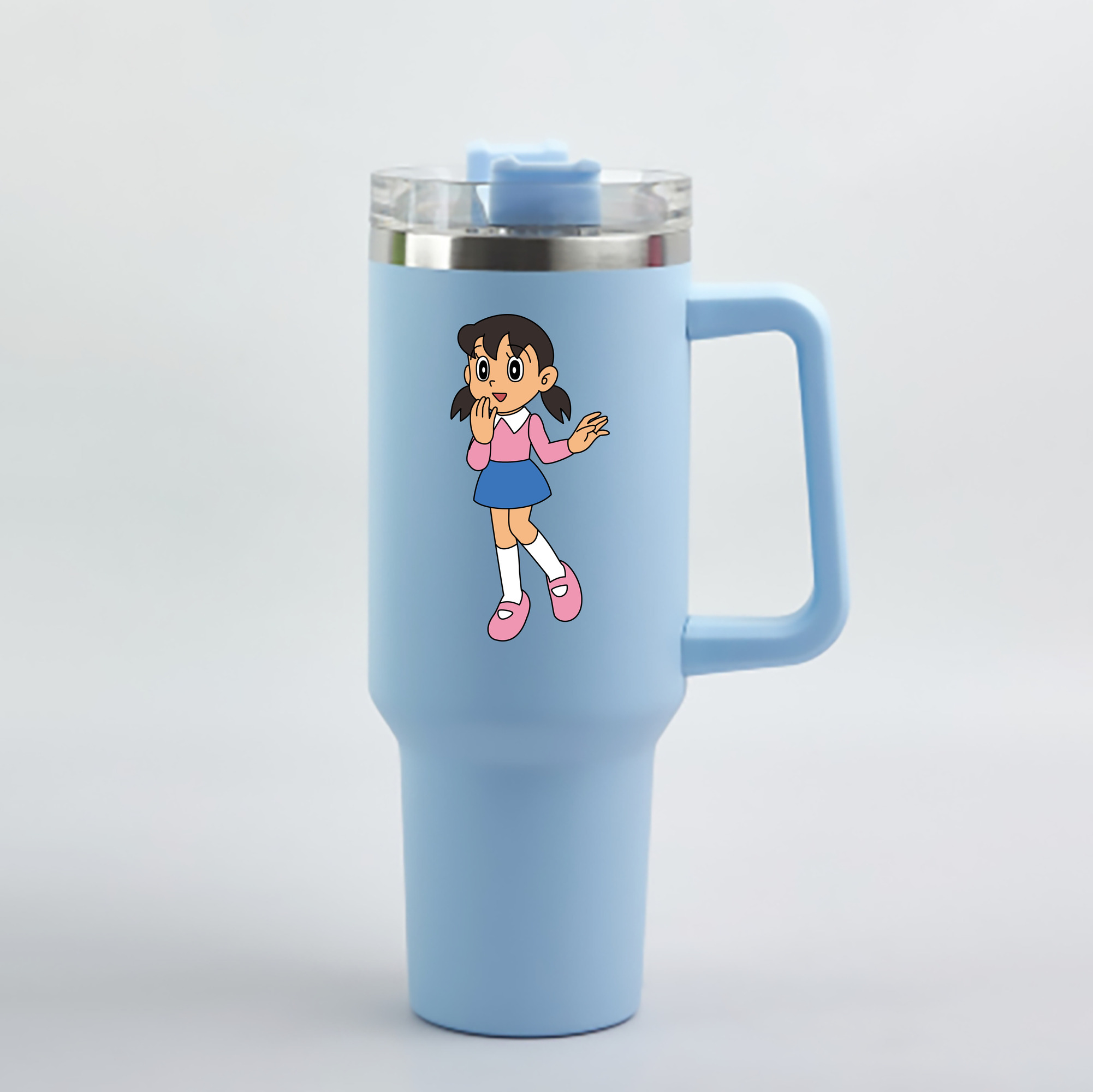 （画像用） ドラえもん みなもと しずか Doraemon Shizuka Minamoto 1200mL車用タンブラー - クリスタルステッカー（プラスチックストロー付き）