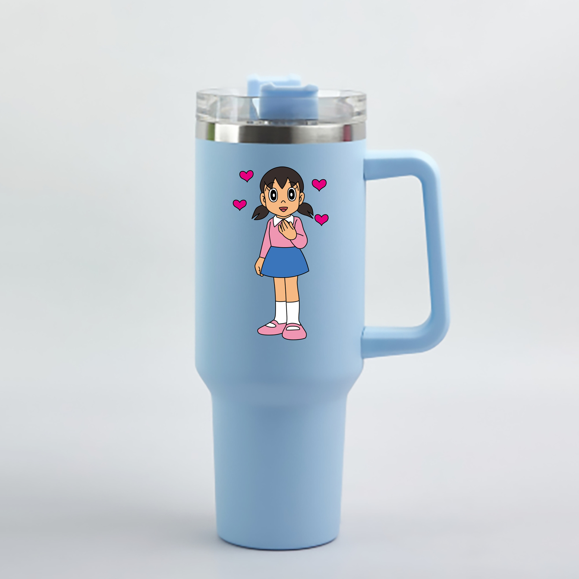 （画像用） ドラえもん みなもと しずか Doraemon Shizuka Minamoto 1200mL車用タンブラー - クリスタルステッカー（プラスチックストロー付き）