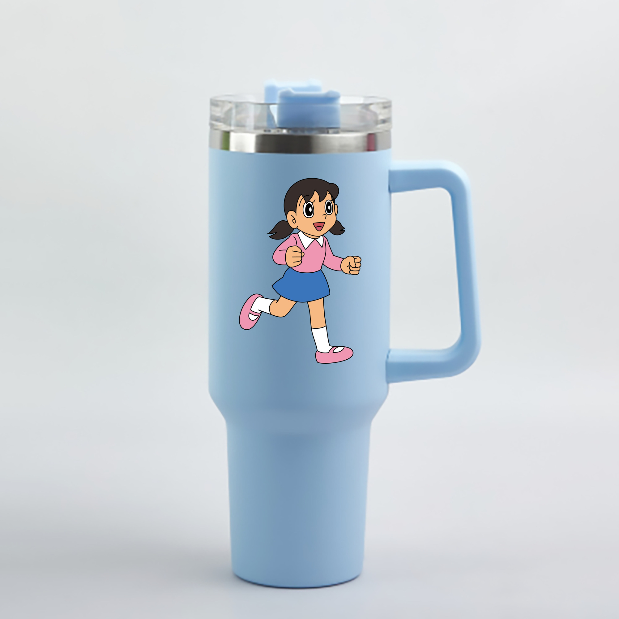 （画像用） ドラえもん みなもと しずか Doraemon Shizuka Minamoto 1200mL車用タンブラー - クリスタルステッカー（プラスチックストロー付き）