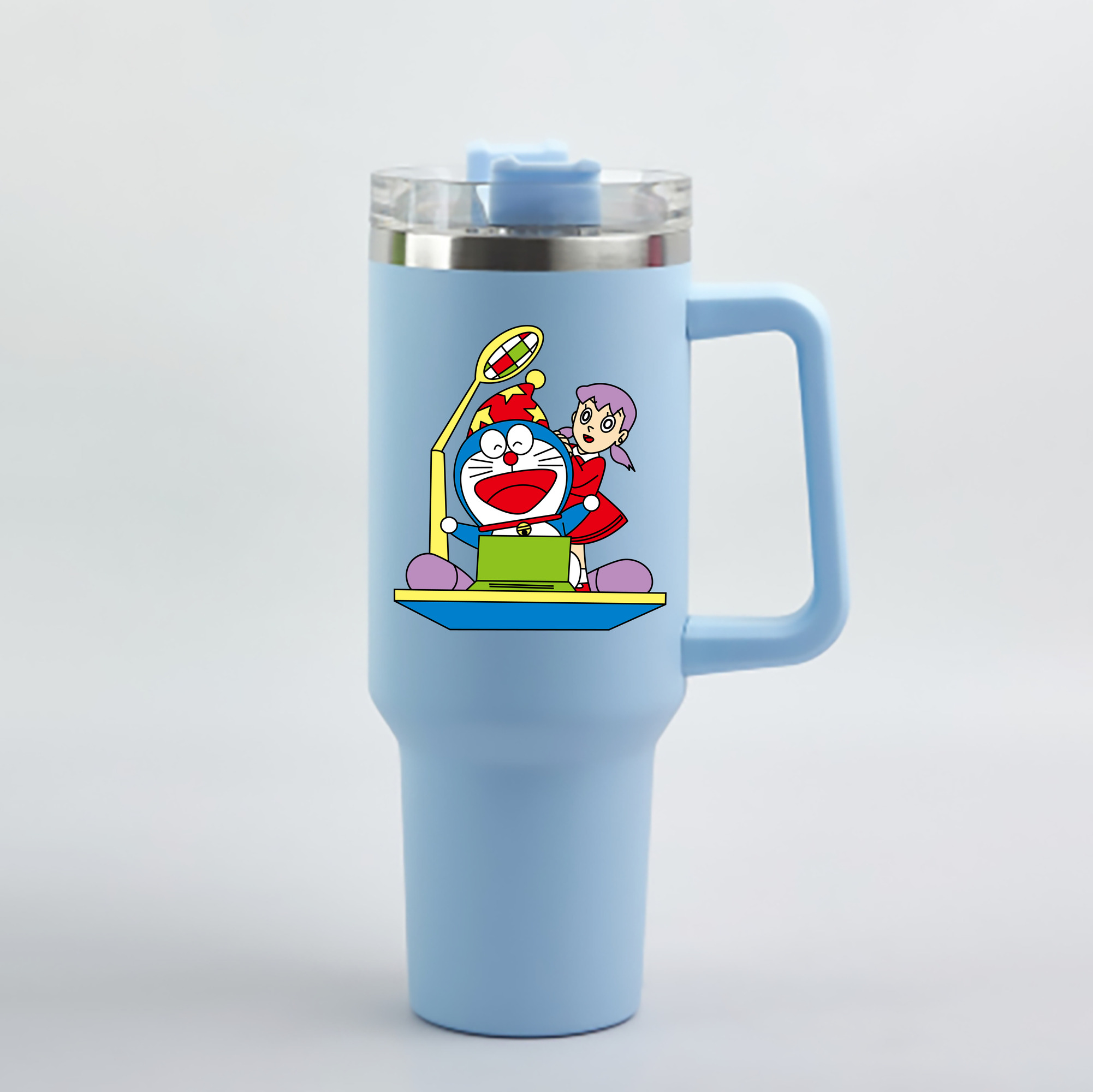 （画像用） ドラえもん みなもと しずか Doraemon Shizuka Minamoto 1200mL車用タンブラー - クリスタルステッカー（プラスチックストロー付き）