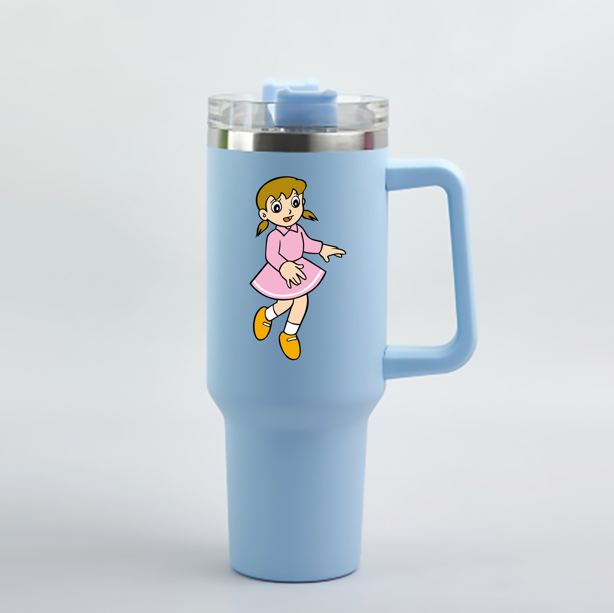 （画像用） ドラえもん みなもと しずか Doraemon Shizuka Minamoto 1200mL車用タンブラー - クリスタルステッカー（プラスチックストロー付き）
