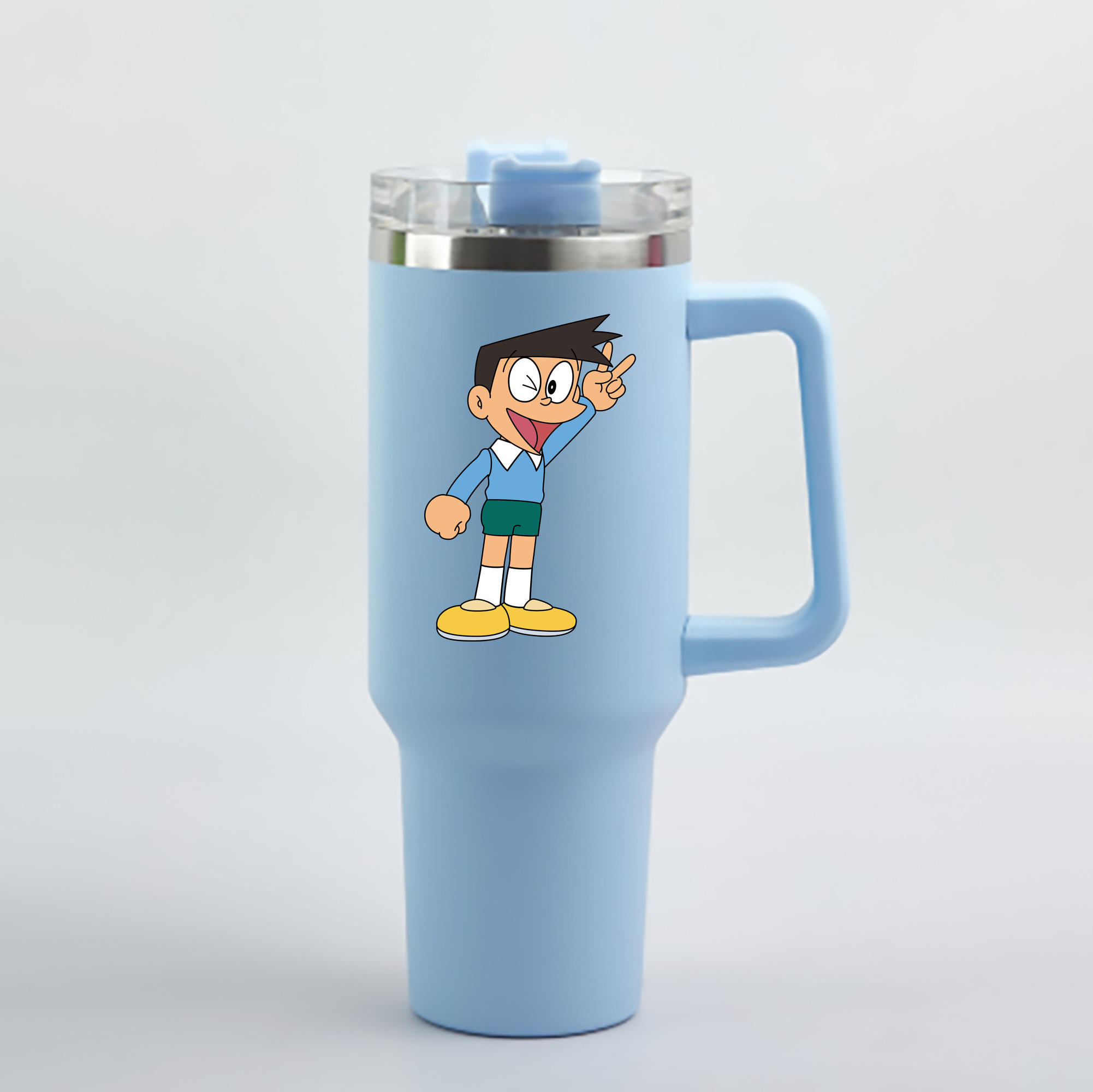 （画像用） ドラえもん 骨川 スネ夫 Doraemon Honekawa Suneo 1200mL車用タンブラー - クリスタルステッカー（プラスチックストロー付き）