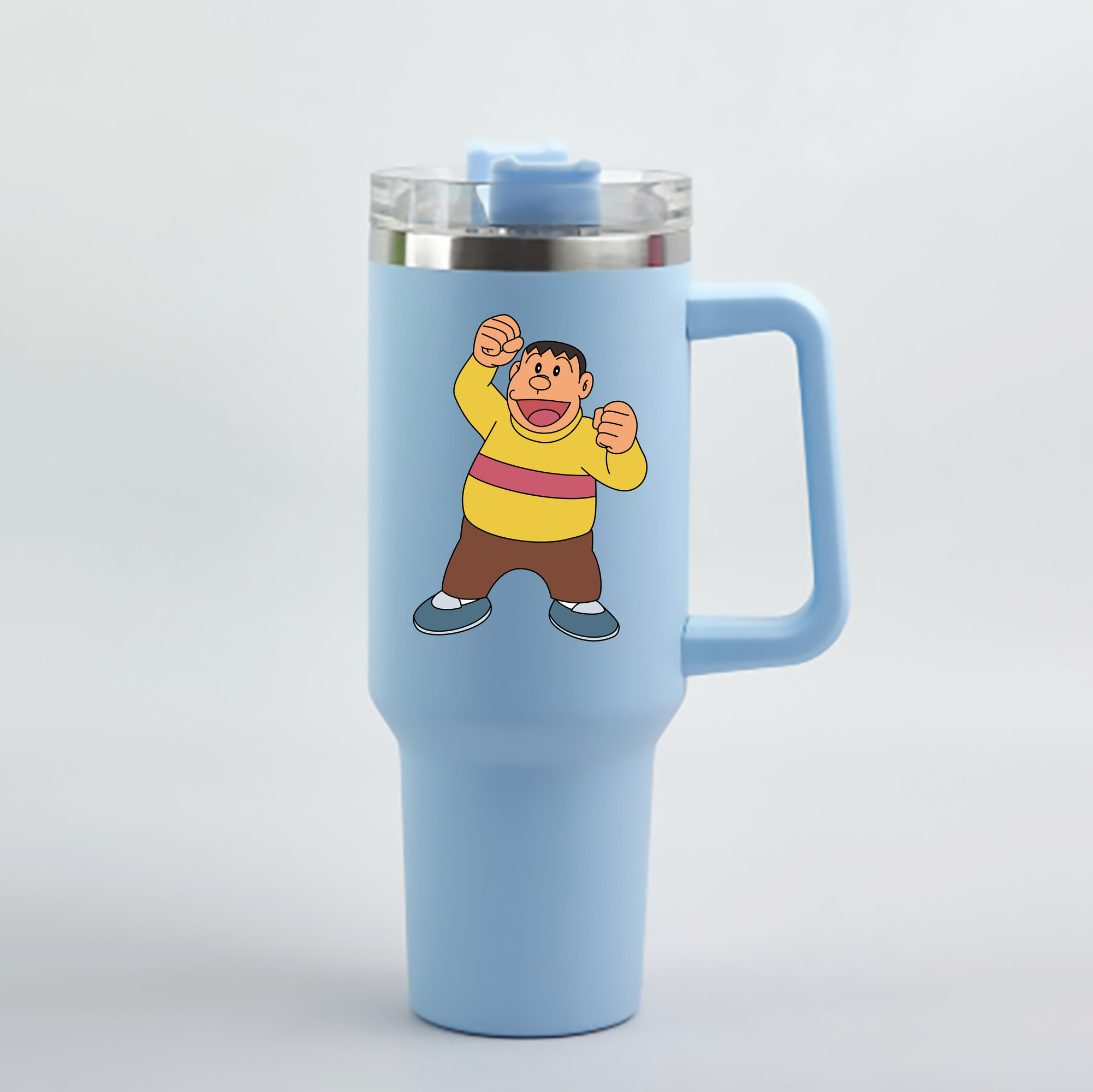 （画像用） ドラえもん 剛田武 Doraemon Gouta Takeshi 1200mL車用タンブラー - クリスタルステッカー（プラスチックストロー付き）