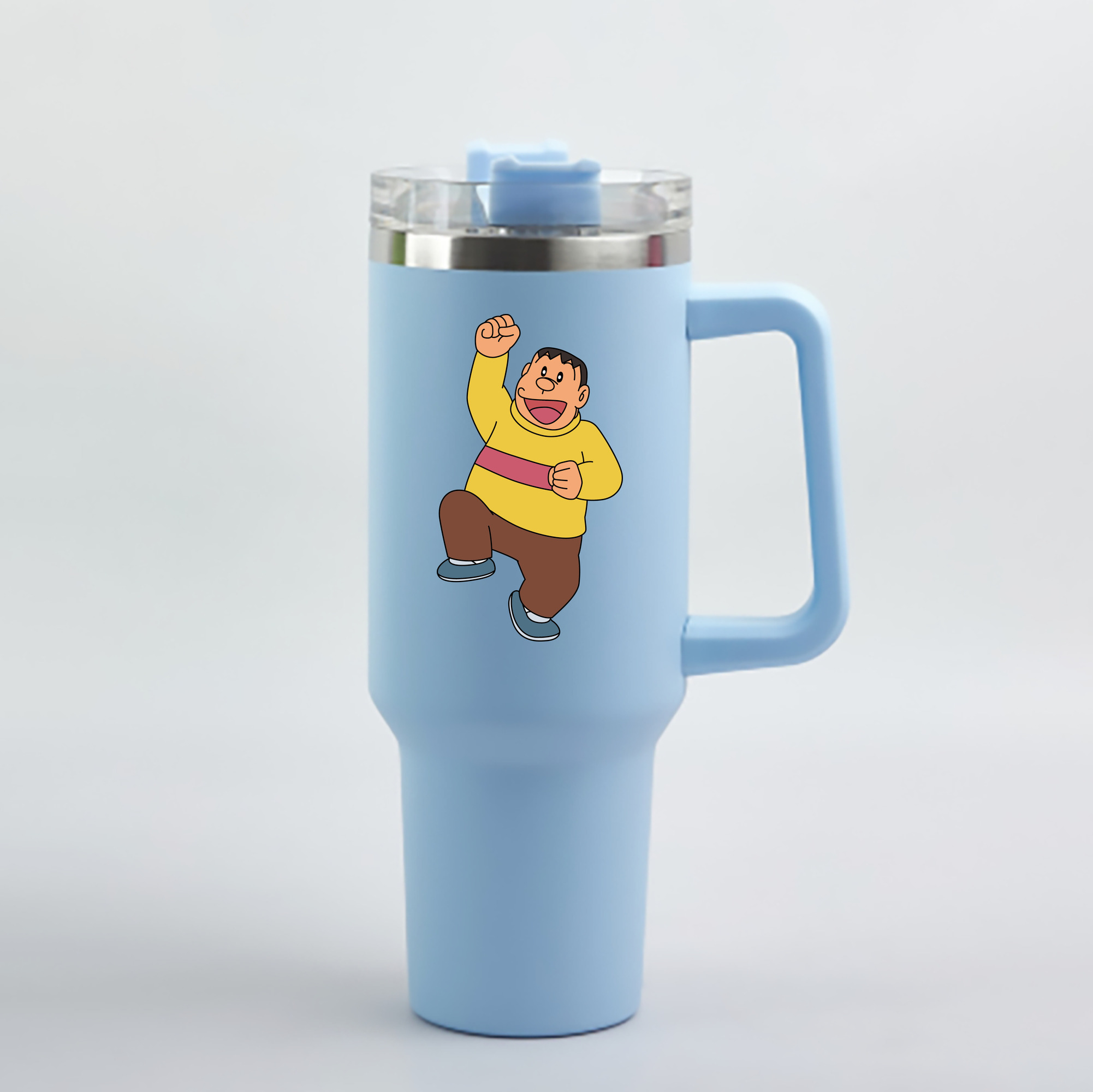 （画像用） ドラえもん 剛田武 Doraemon Gouta Takeshi 1200mL車用タンブラー - クリスタルステッカー（プラスチックストロー付き）