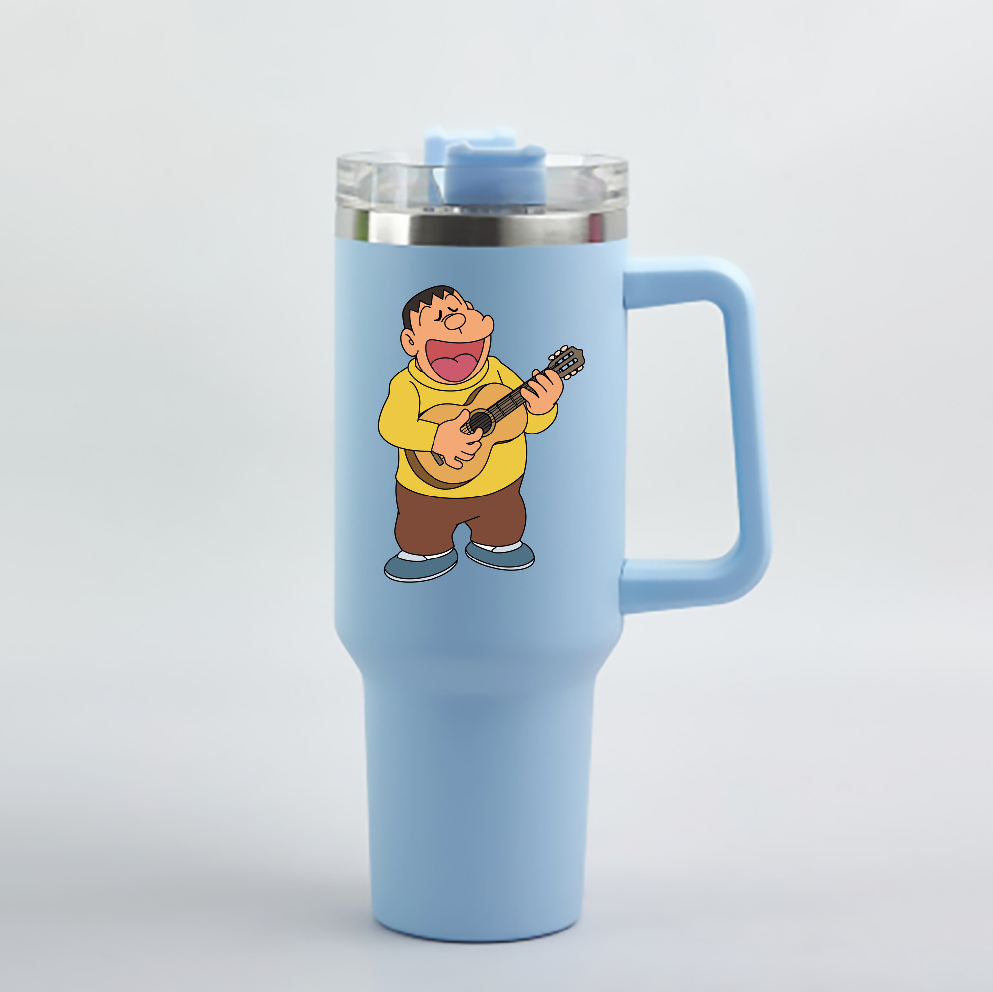 （画像用） ドラえもん 剛田武 Doraemon Gouta Takeshi 1200mL車用タンブラー - クリスタルステッカー（プラスチックストロー付き）