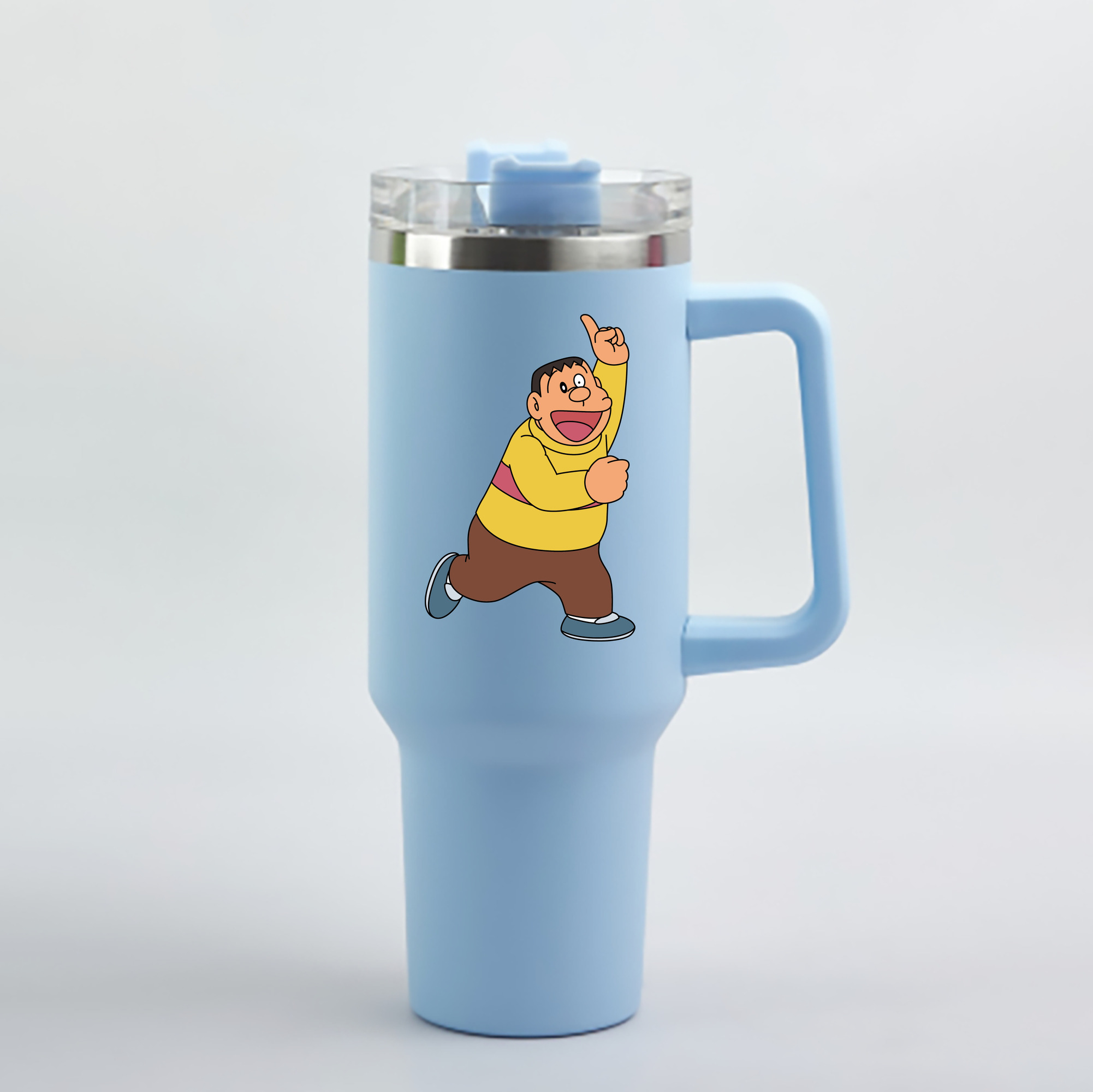 （画像用） ドラえもん 剛田武 Doraemon Gouta Takeshi 1200mL車用タンブラー - クリスタルステッカー（プラスチックストロー付き）