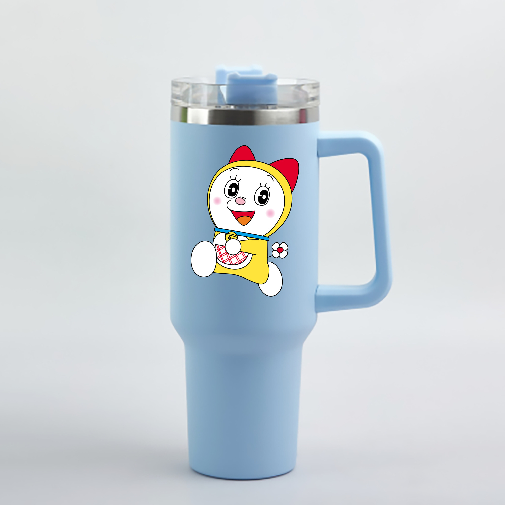 （画像用） ドラえもん ドラミ Doraemon Dorami 1200mL車用タンブラー - クリスタルステッカー（プラスチックストロー付き）