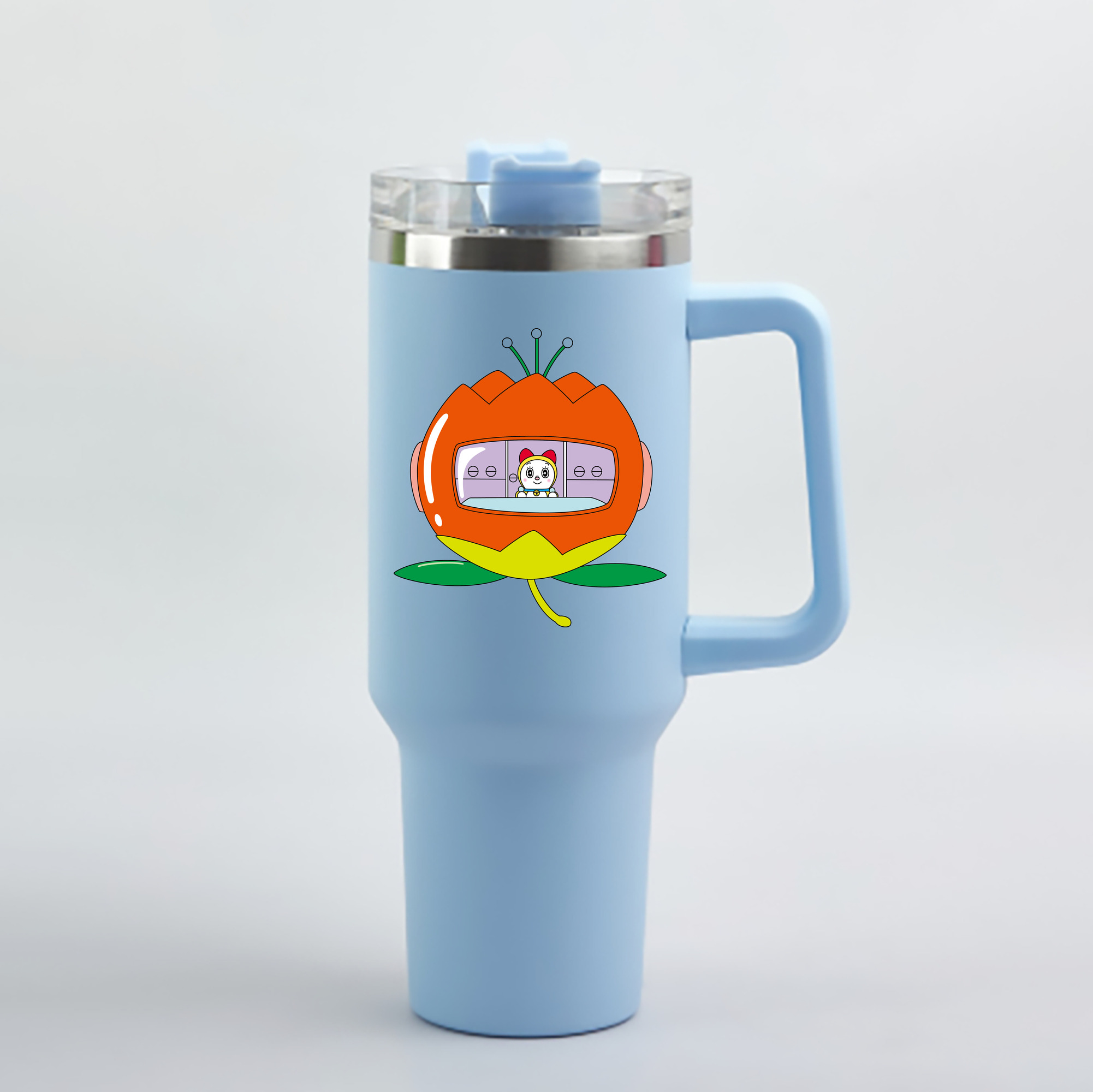 （画像用） ドラえもん ドラミ Doraemon Dorami 1200mL車用タンブラー - クリスタルステッカー（プラスチックストロー付き）