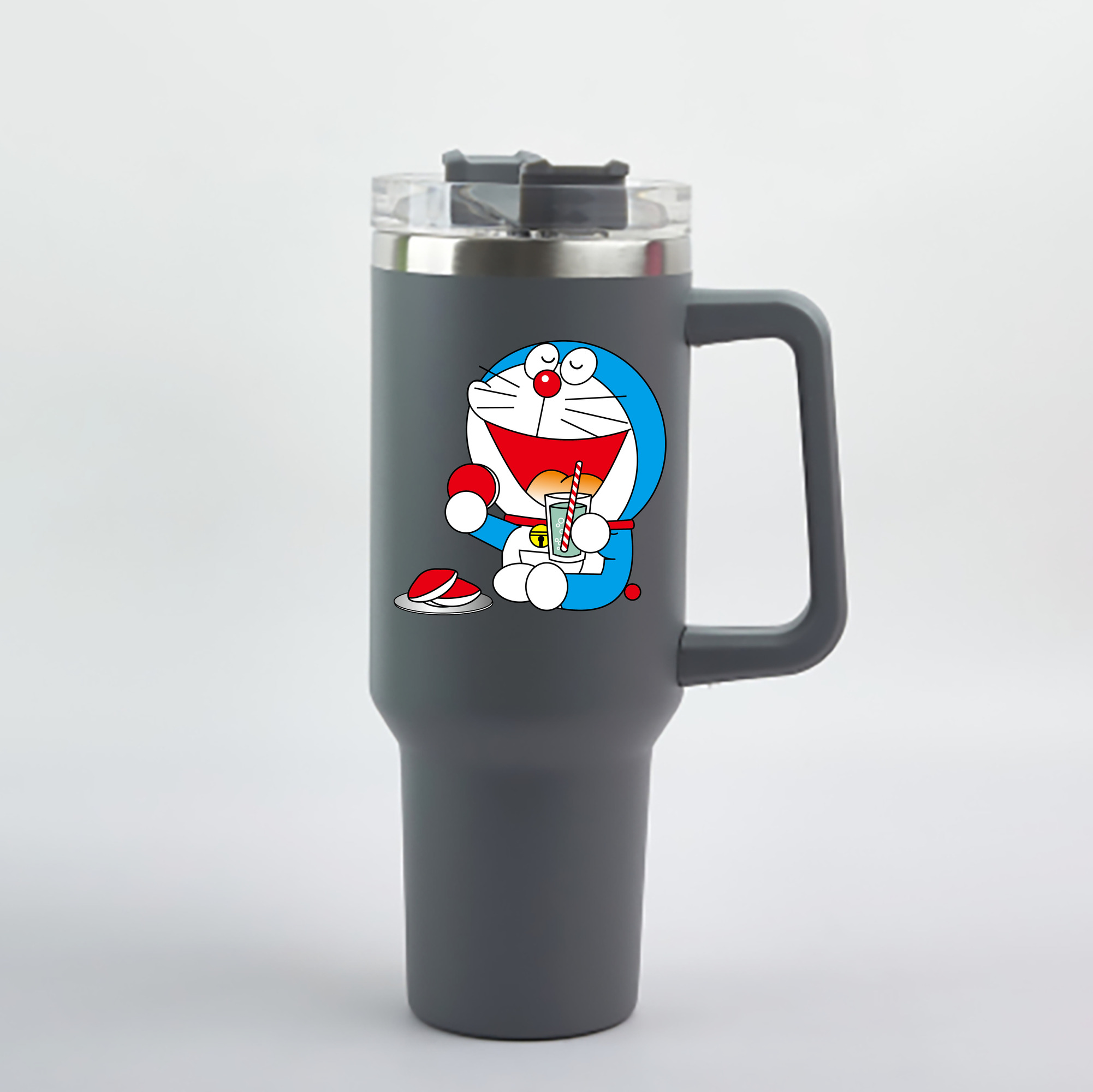 （画像用） ドラえもん Doraemon 1200mL車用タンブラー - クリスタルステッカー（プラスチックストロー付き）