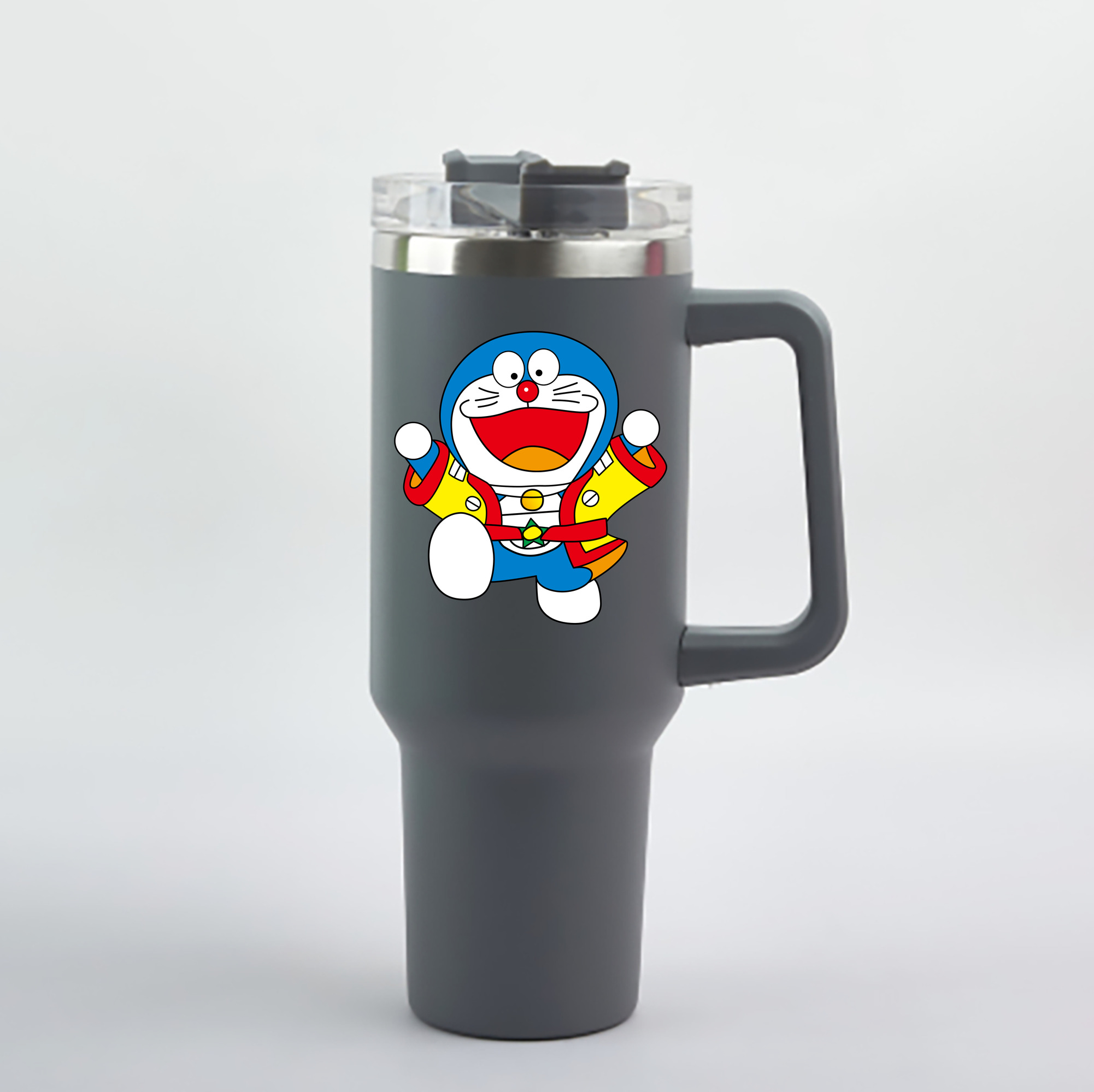 （画像用） ドラえもん Doraemon 1200mL車用タンブラー - クリスタルステッカー（プラスチックストロー付き）