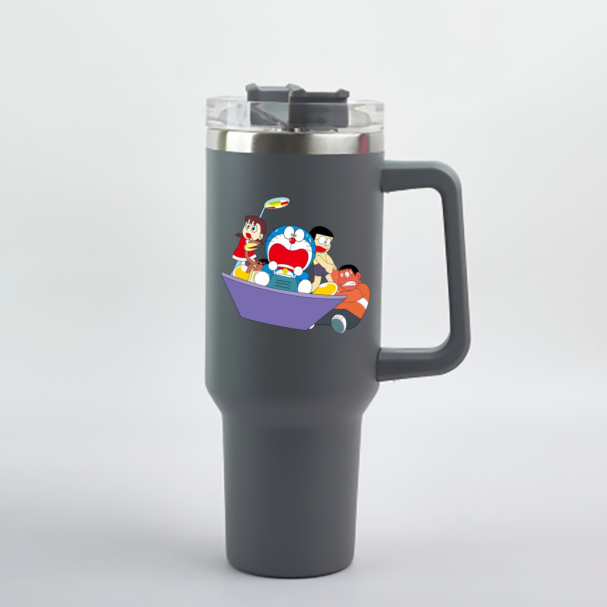 （画像用） ドラえもん Doraemon 1200mL車用タンブラー - クリスタルステッカー（プラスチックストロー付き）