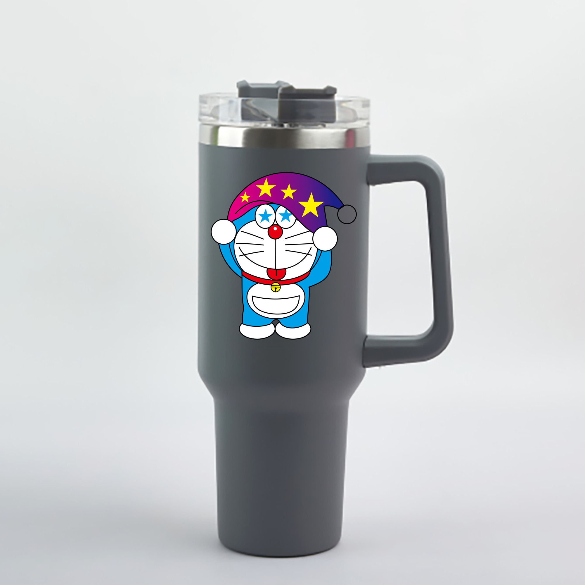 （画像用） ドラえもん Doraemon 1200mL車用タンブラー - クリスタルステッカー（プラスチックストロー付き）