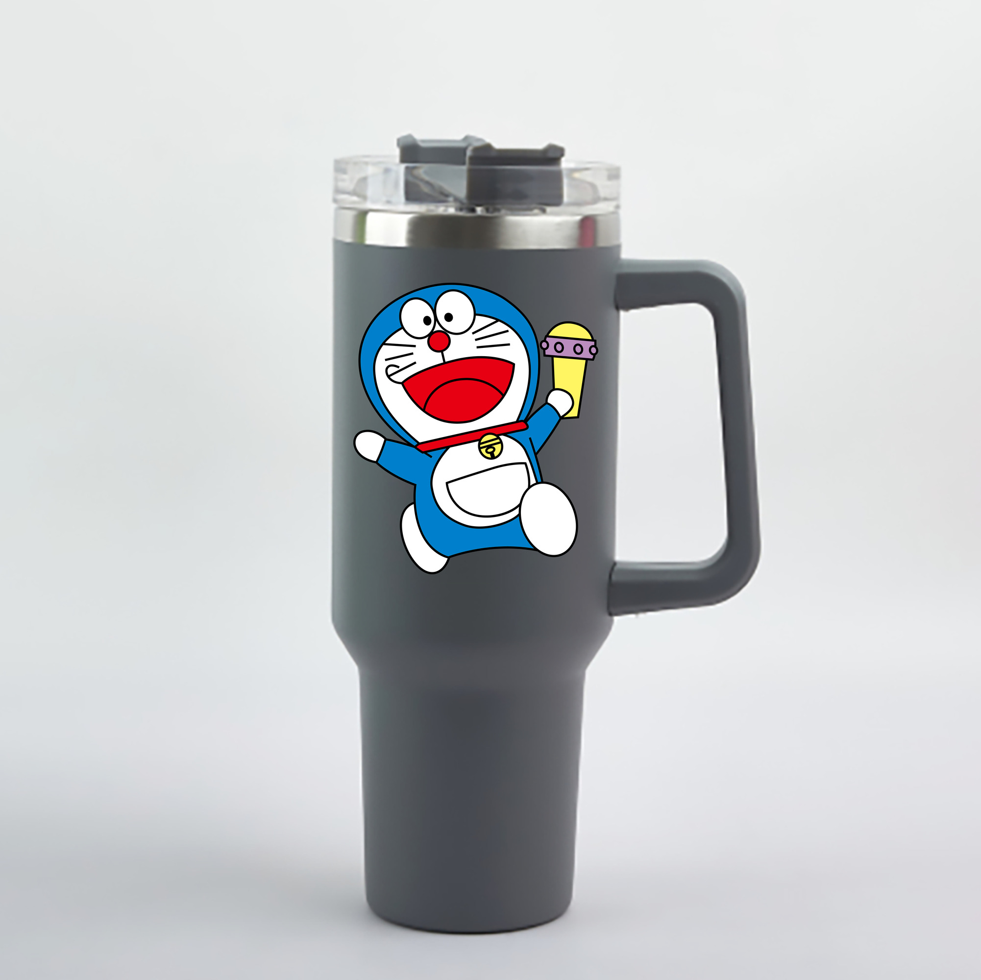 （画像用） ドラえもん Doraemon 1200mL車用タンブラー - クリスタルステッカー（プラスチックストロー付き）