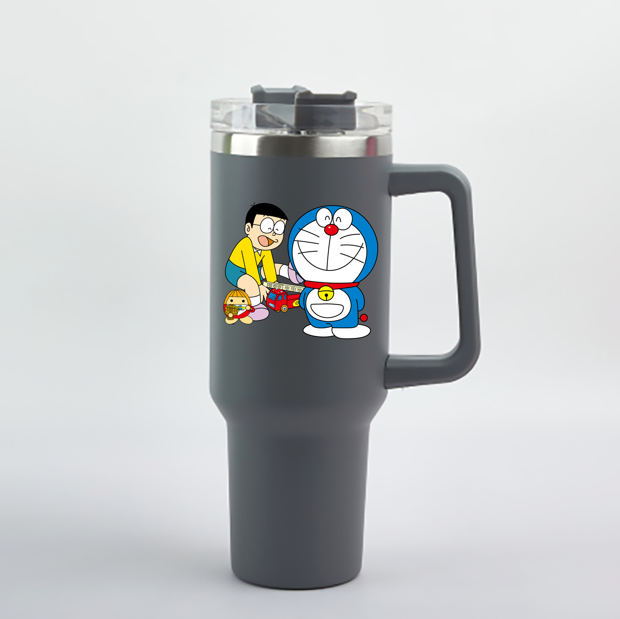（画像用） ドラえもん Doraemon 1200mL車用タンブラー - クリスタルステッカー（プラスチックストロー付き）