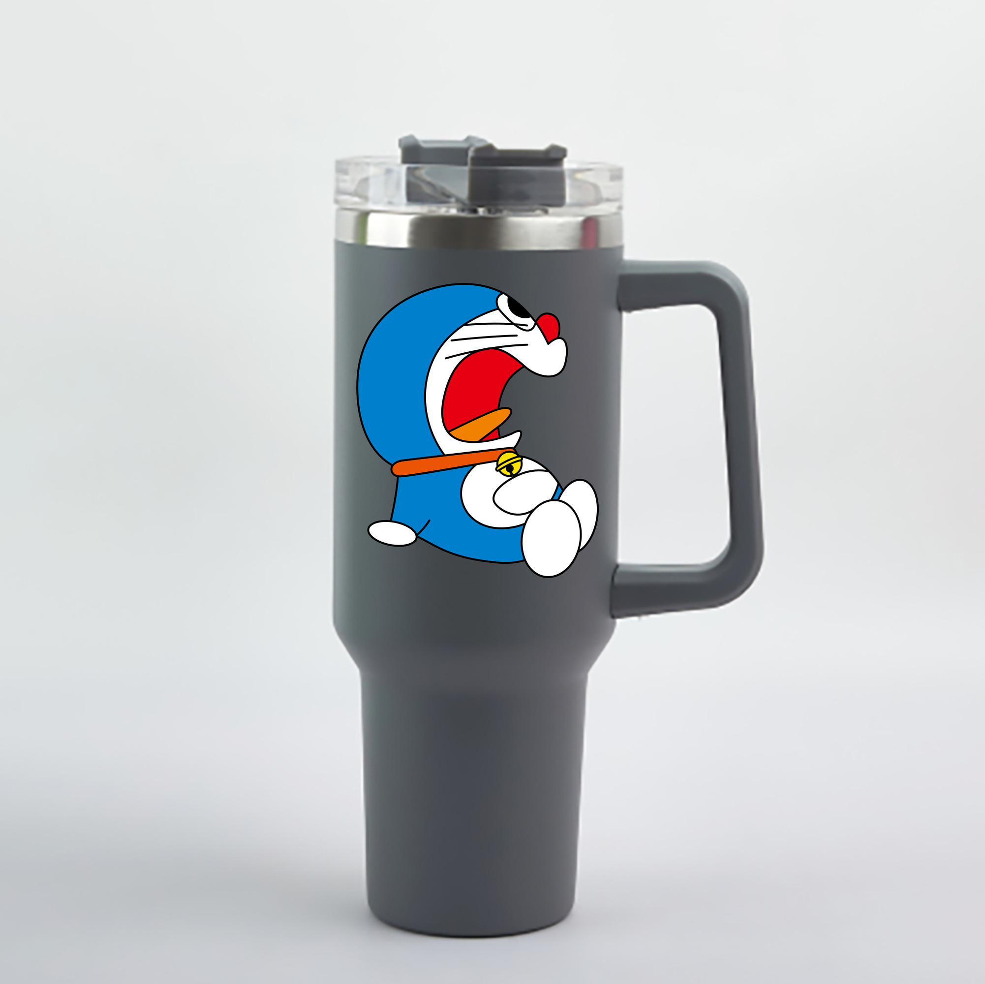 （画像用） ドラえもん Doraemon 1200mL車用タンブラー - クリスタルステッカー（プラスチックストロー付き）