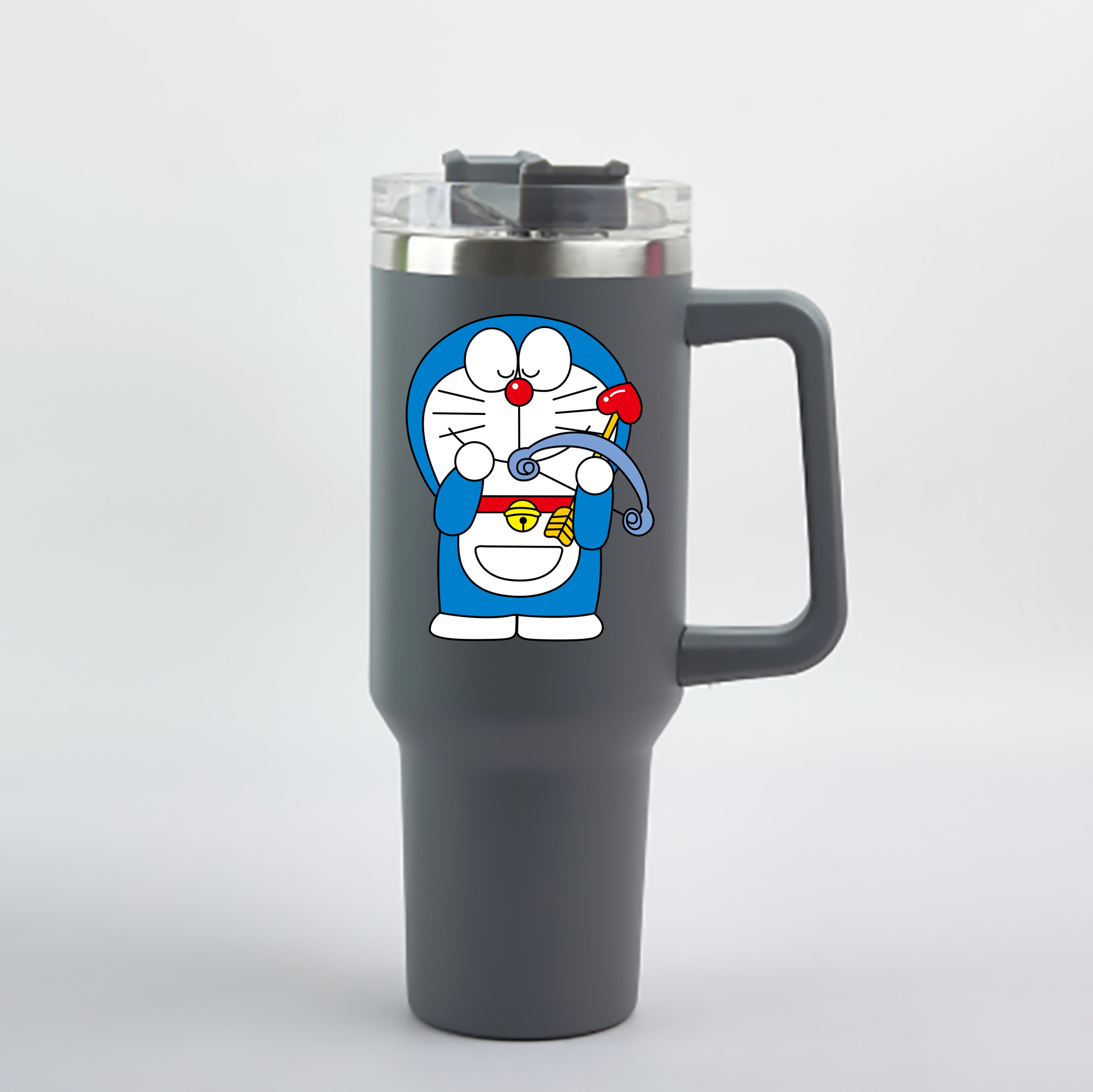 （画像用） ドラえもん Doraemon 1200mL車用タンブラー - クリスタルステッカー（プラスチックストロー付き）